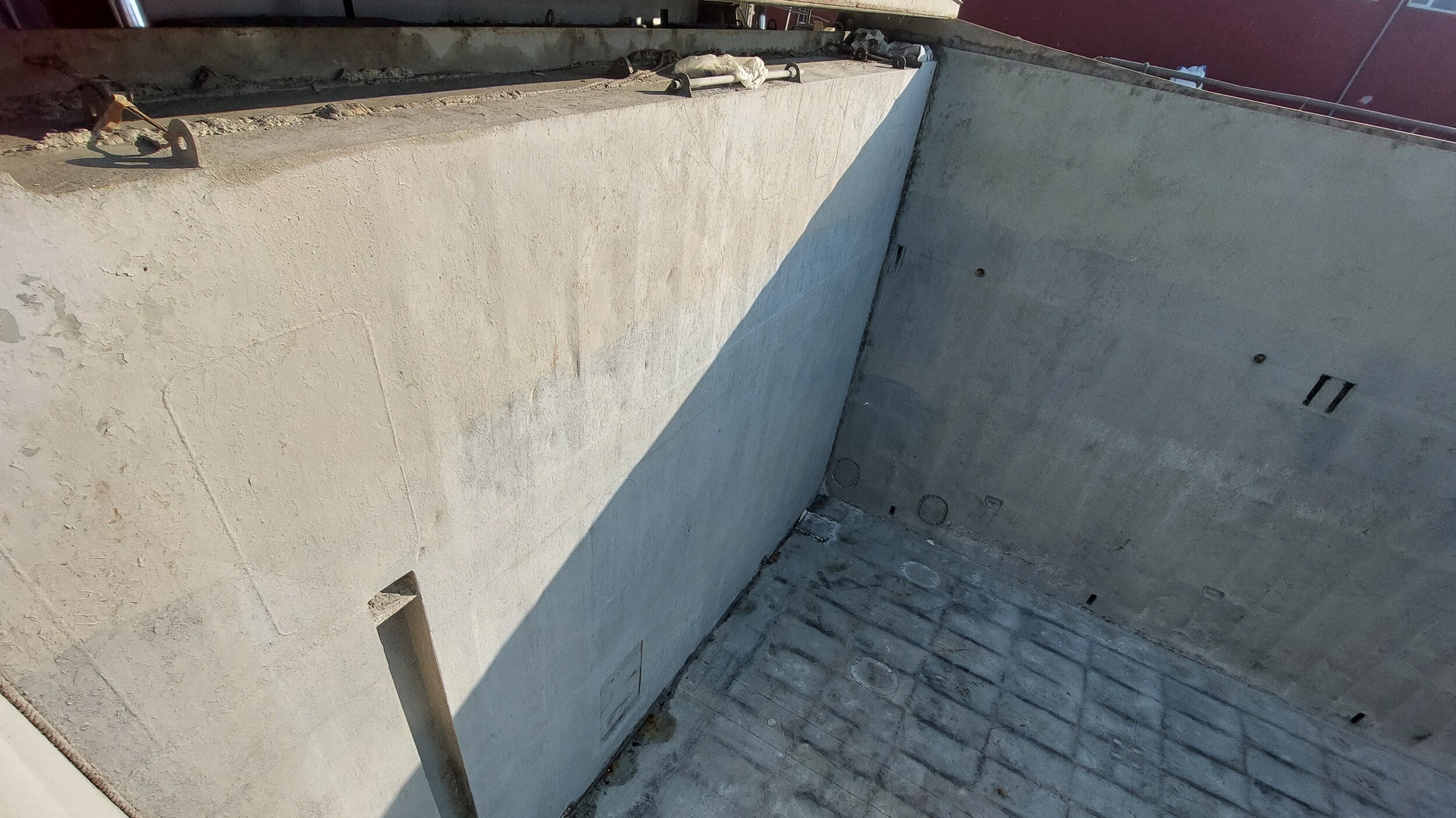 View of cargo hold from the coaming, note residues of cement