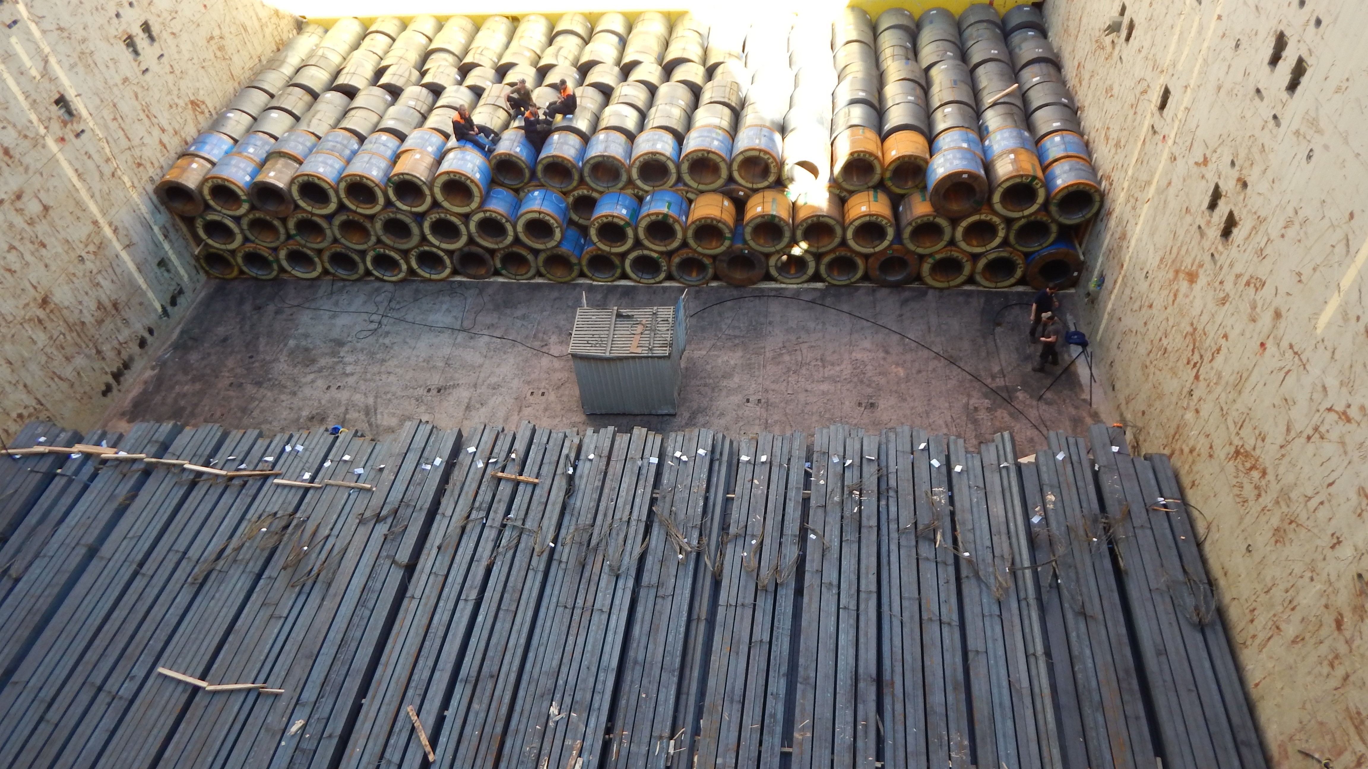 Cold rolled coils and steel billets loaded in hold