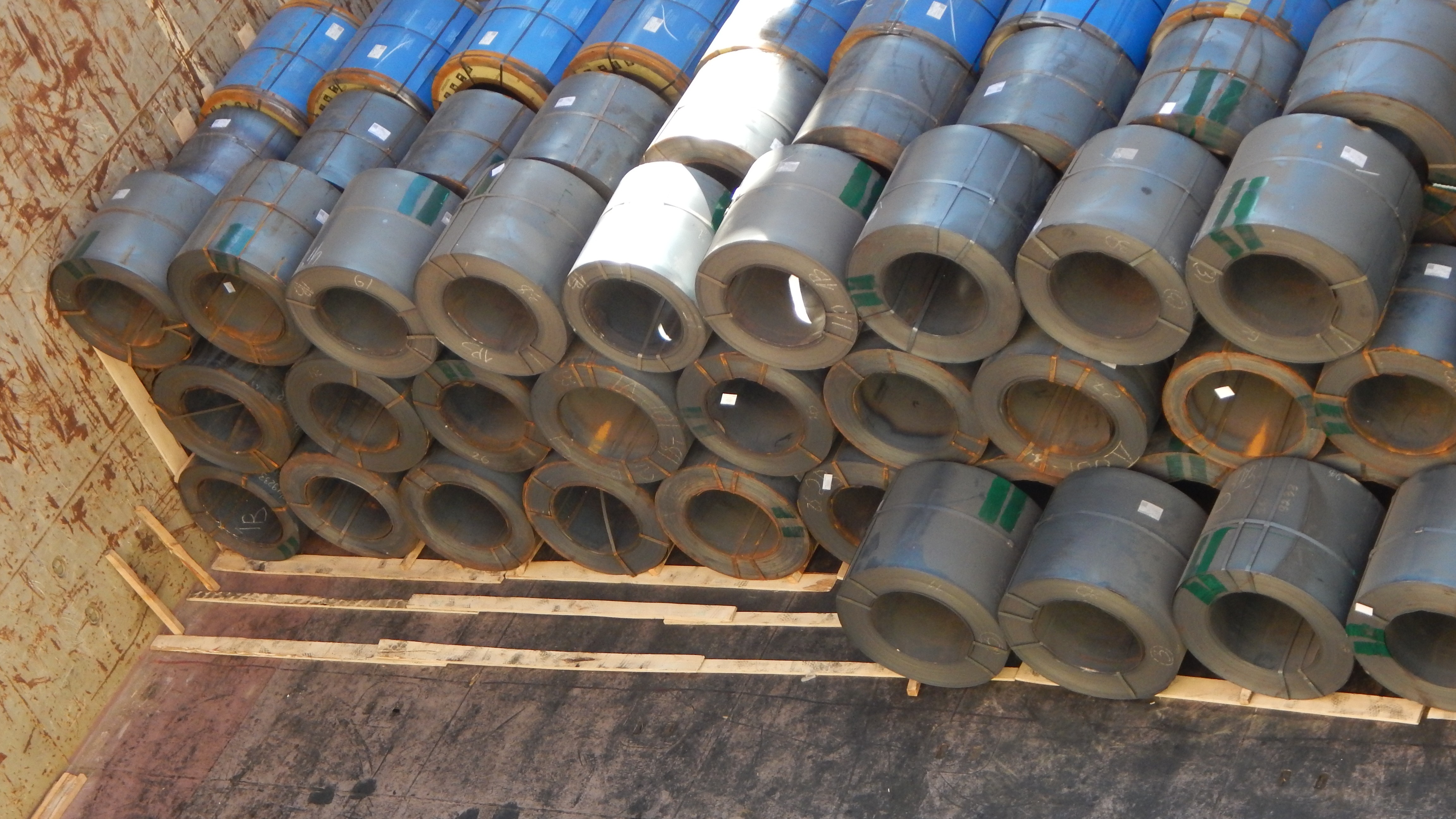 Hot rolled coils loaded in hold