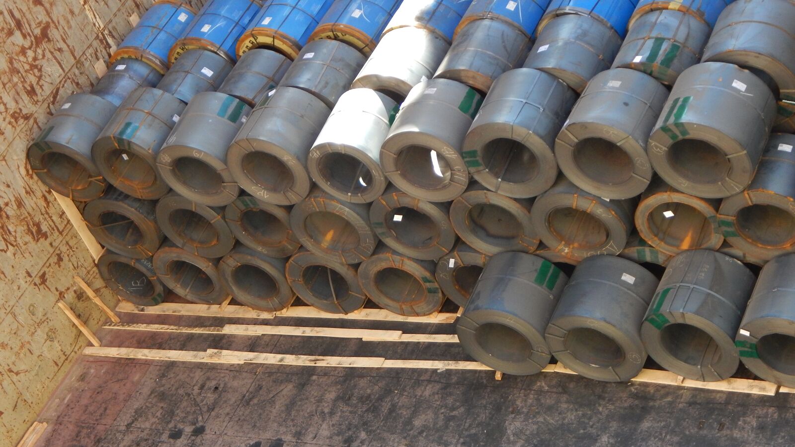 Hot rolled coils loaded in hold