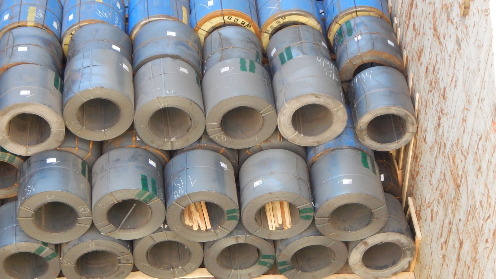 Hot rolled coils loaded in hold