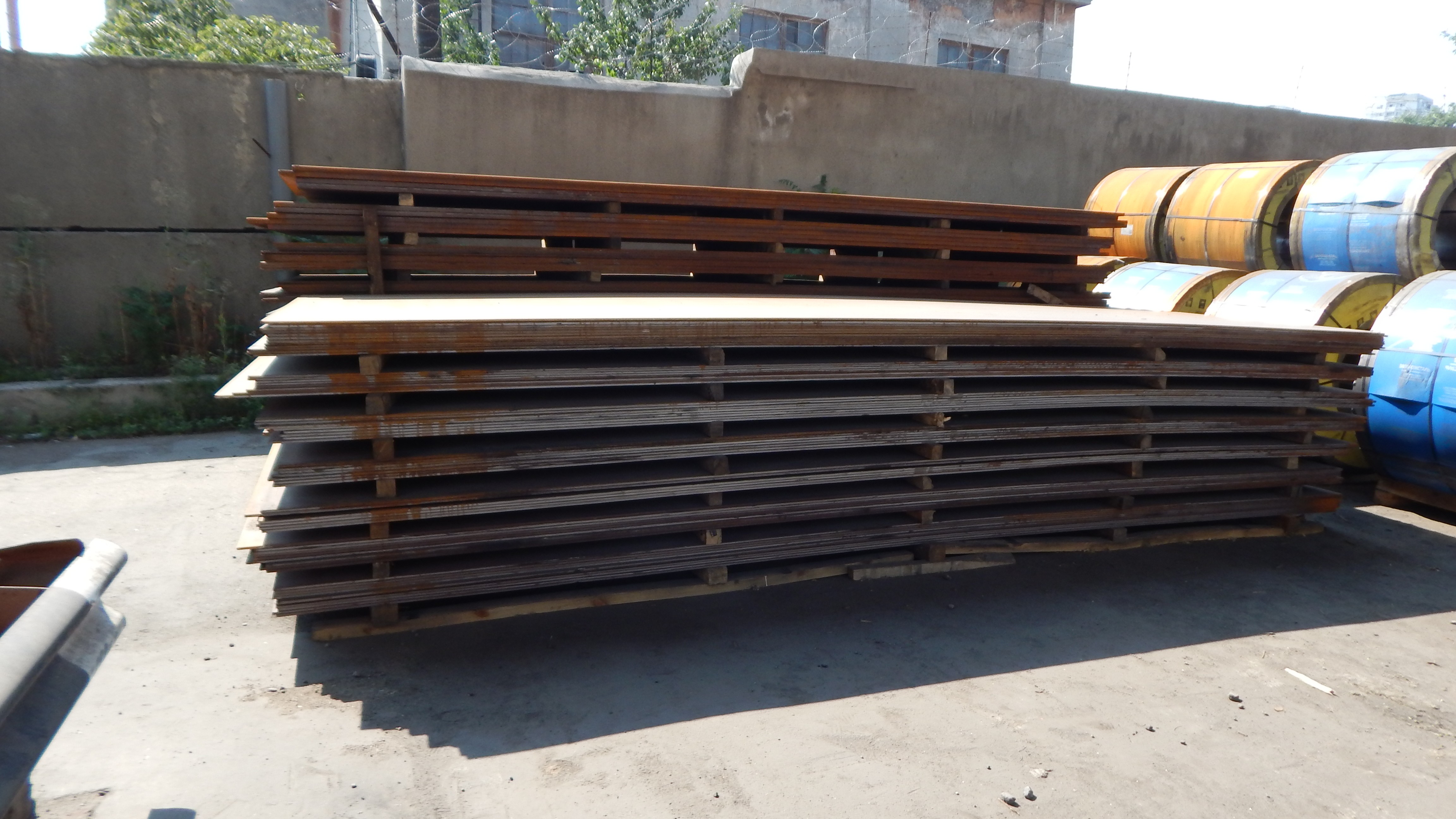 Hot rolled plates at the open storage
