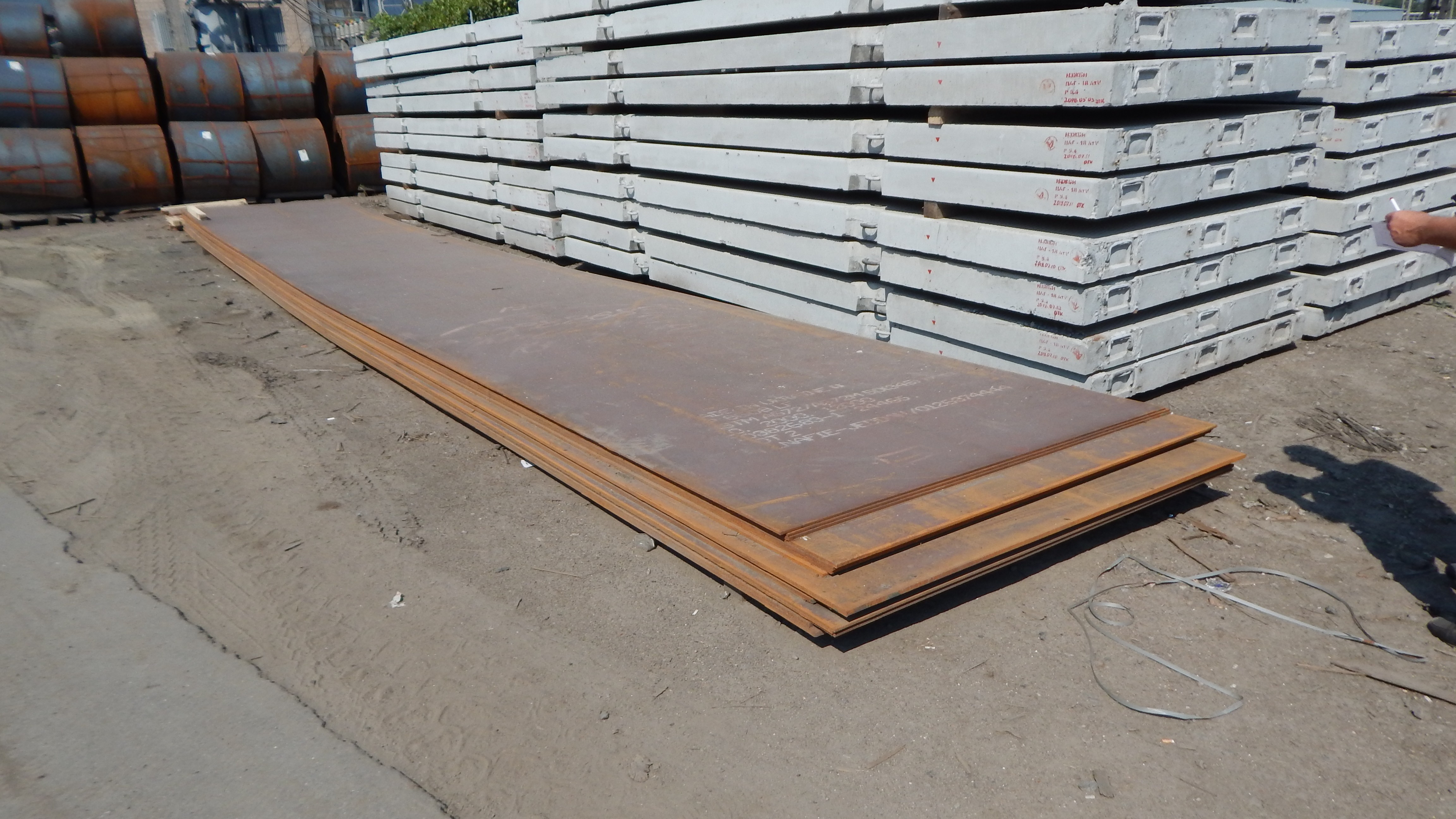 Hot rolled plates at the open storage