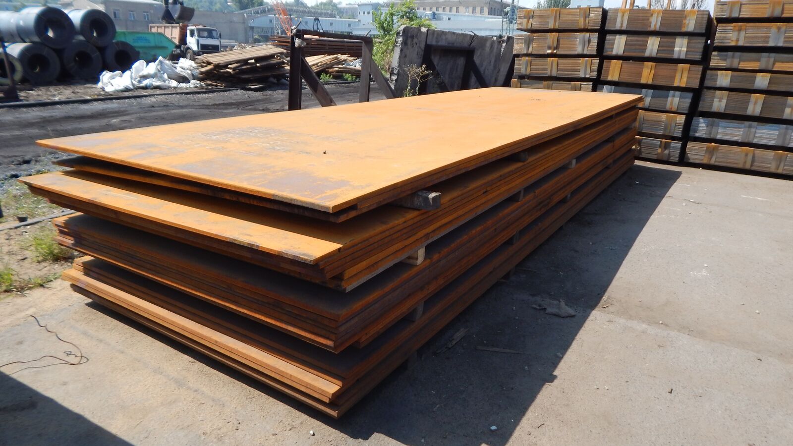 Hot rolled plates at the open storage
