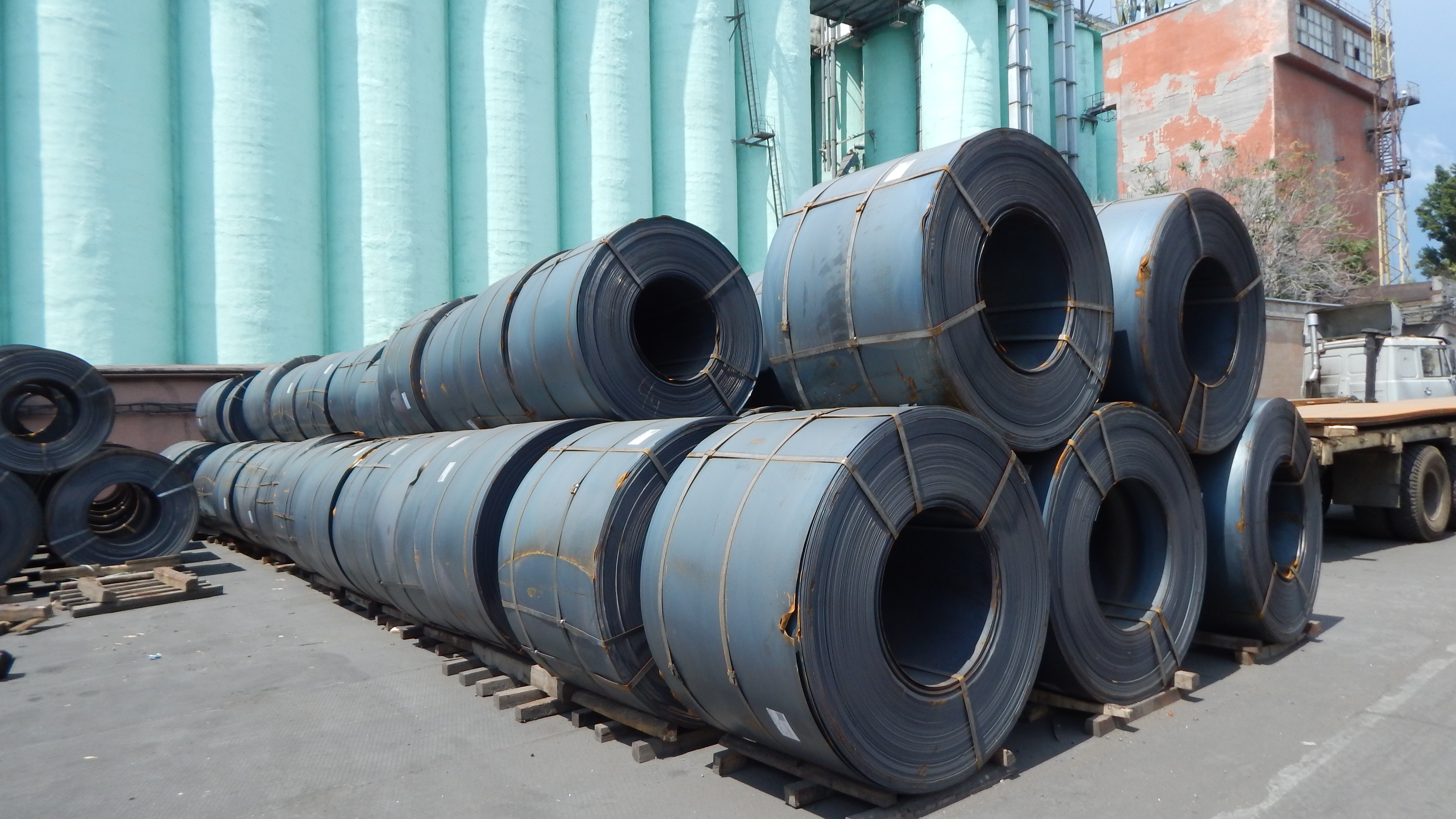 Hot rolled coils at the open storage
