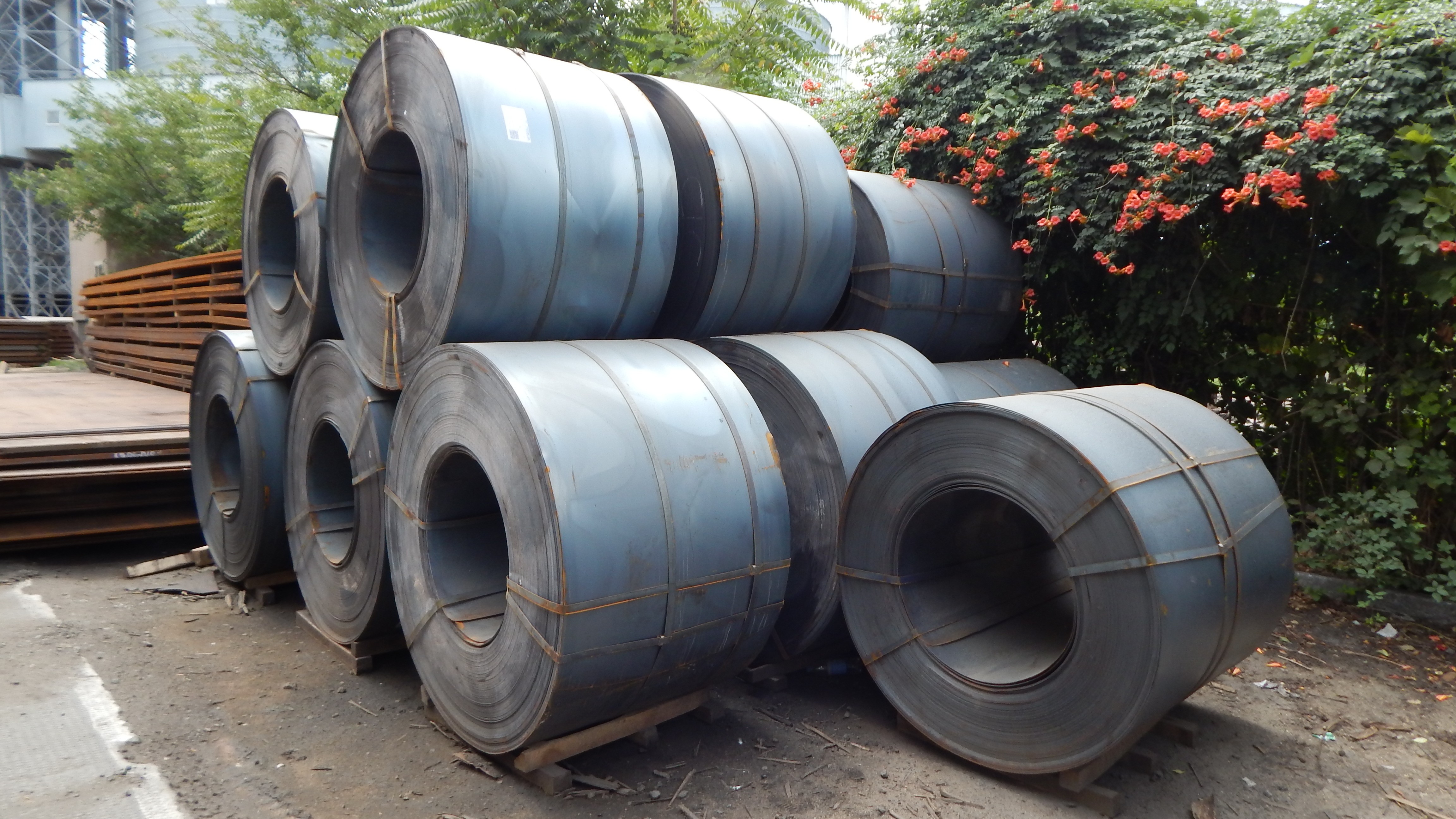Hot rolled coils at the open storage