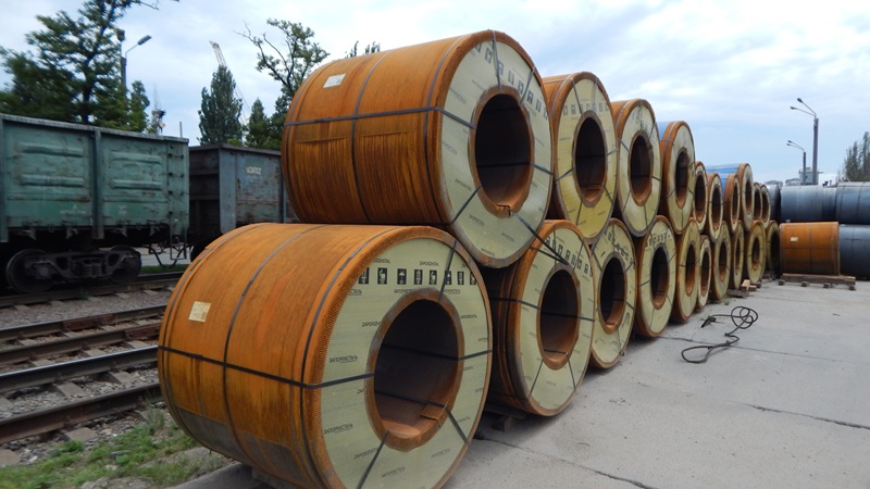 Stack of cold rolled coils at the open storage