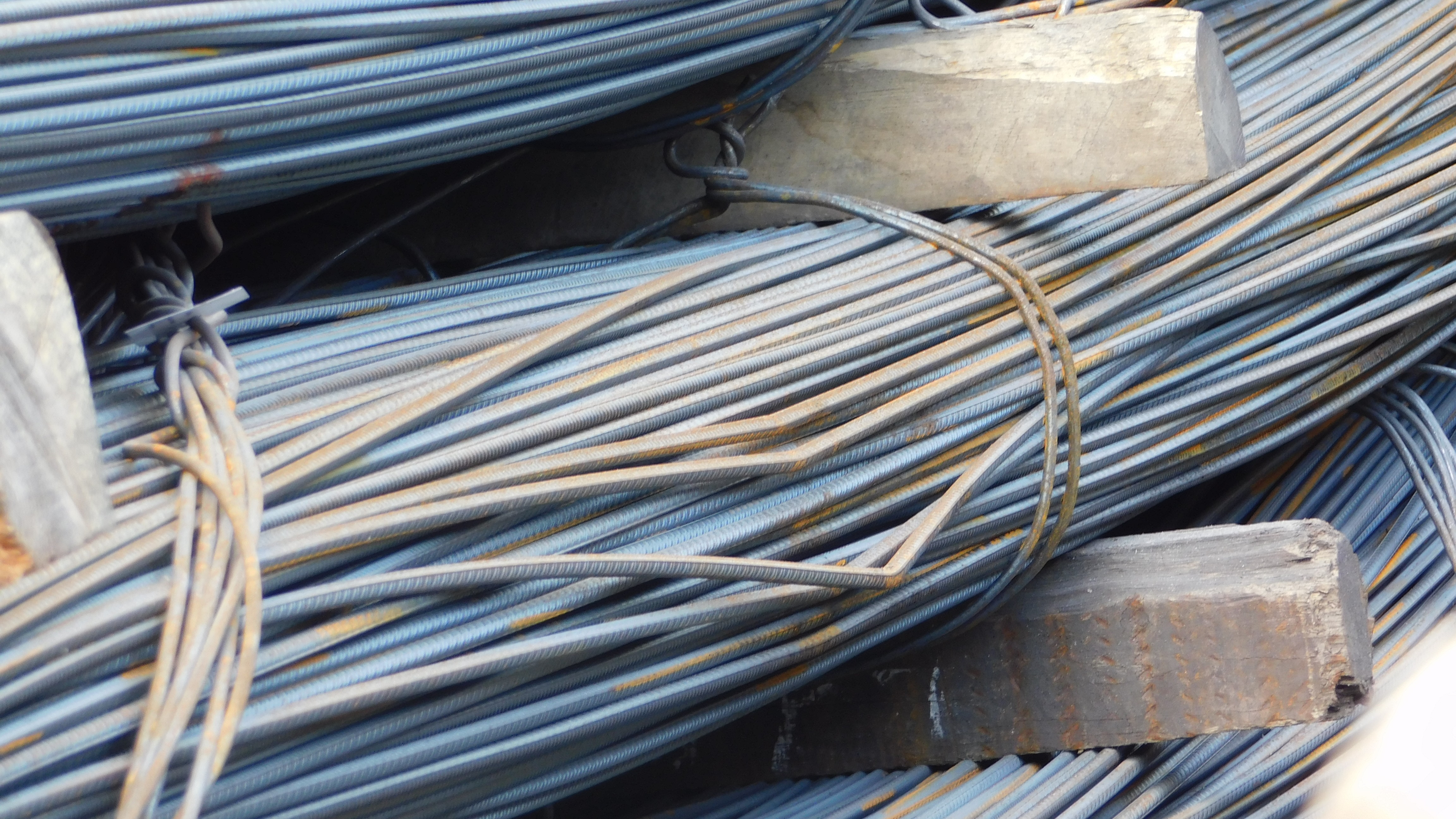Steel reinforcing bars bent along length