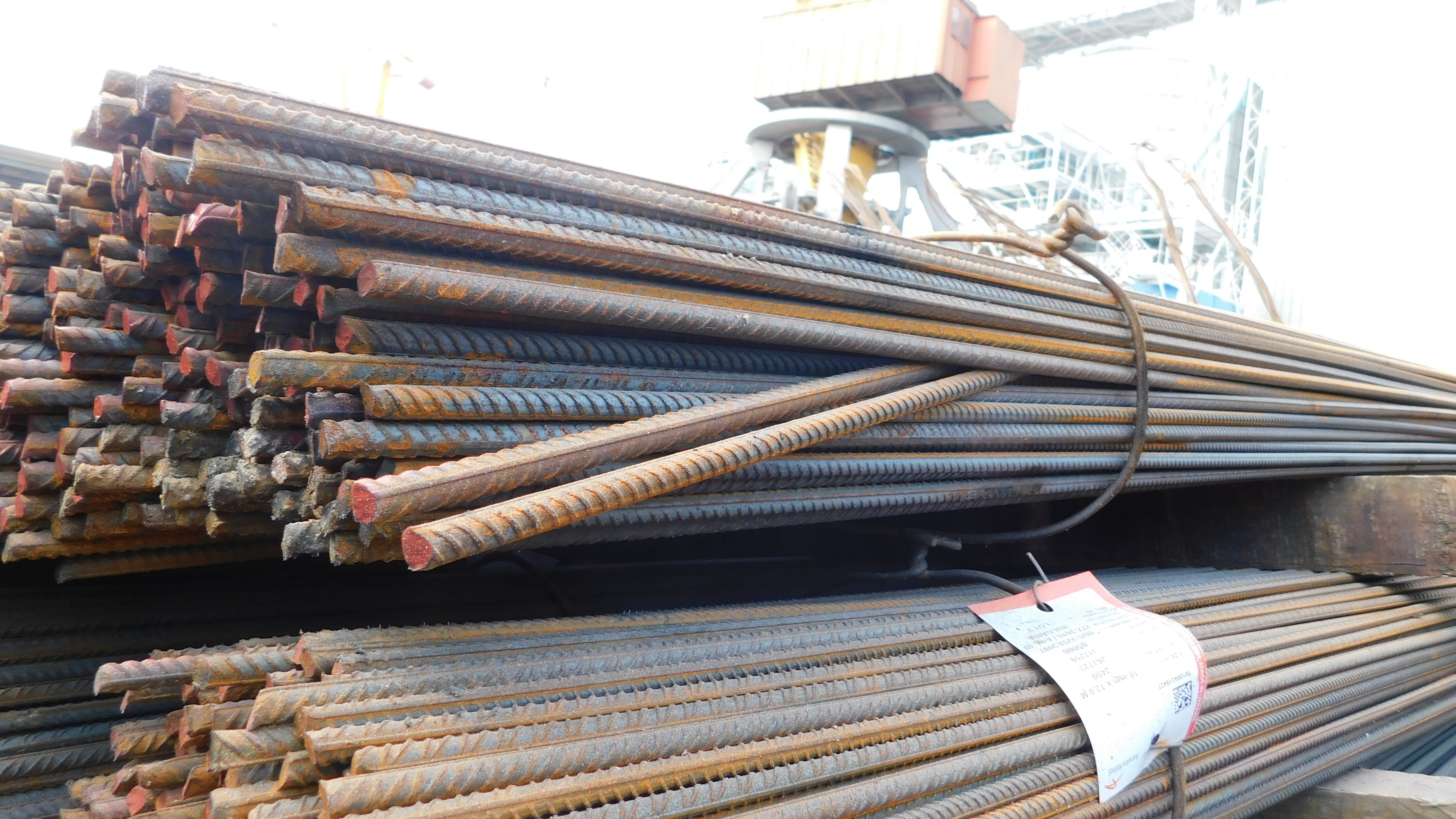Steel reinforcing bars bent at ends
