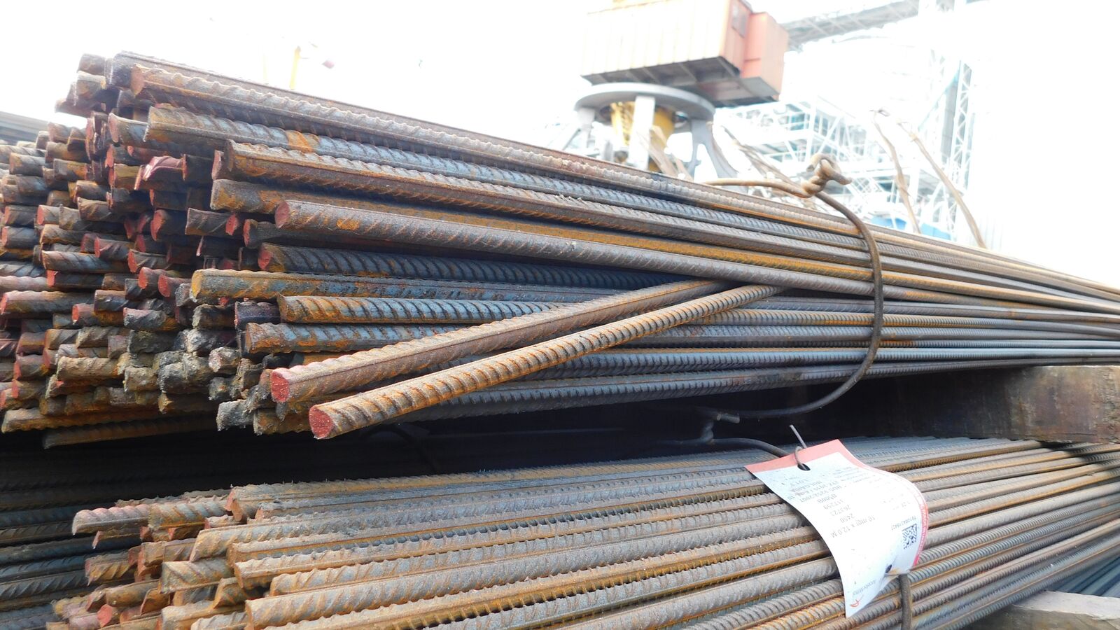 Steel reinforcing bars bent at ends