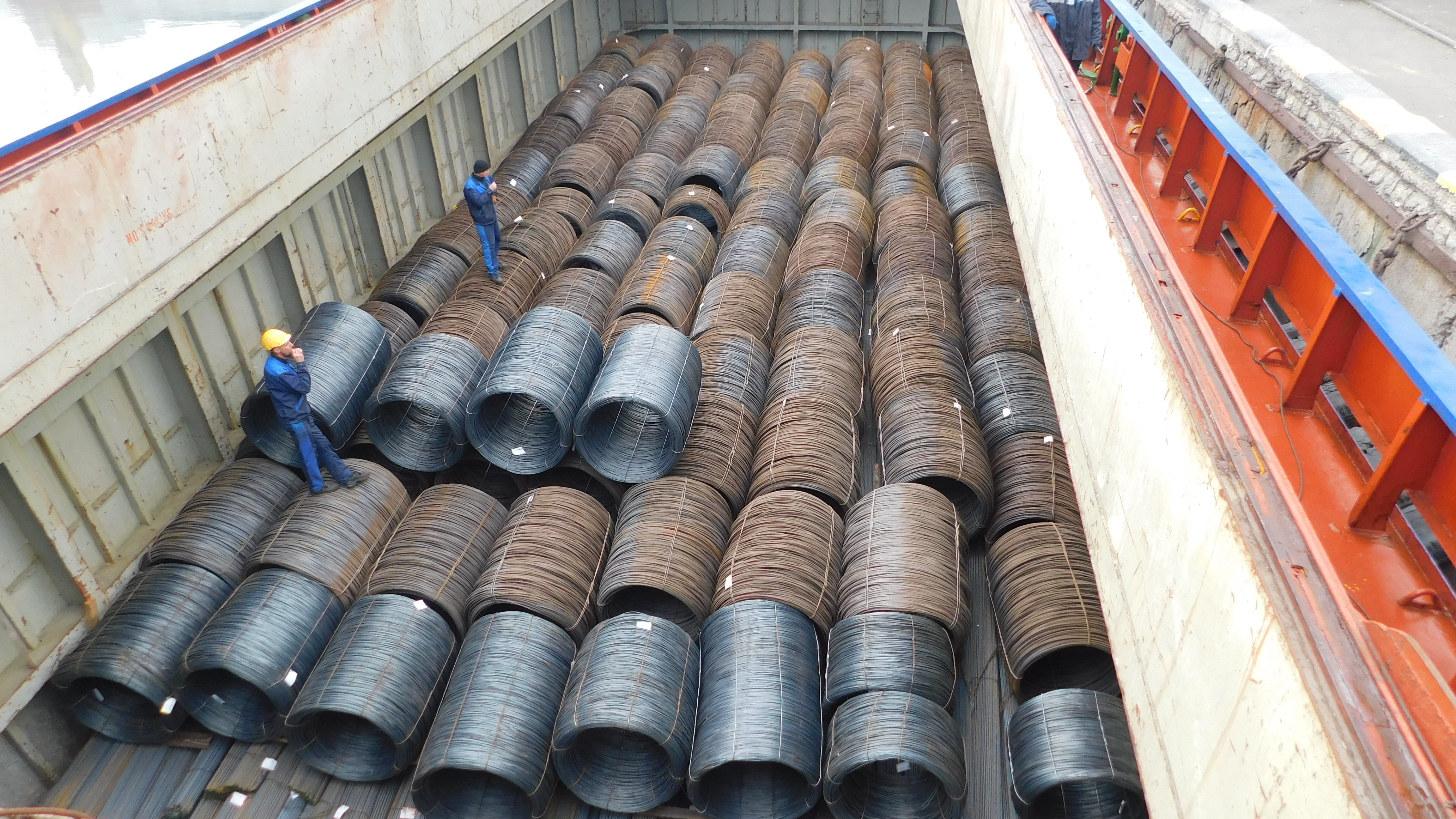 Wire rods loaded in hold