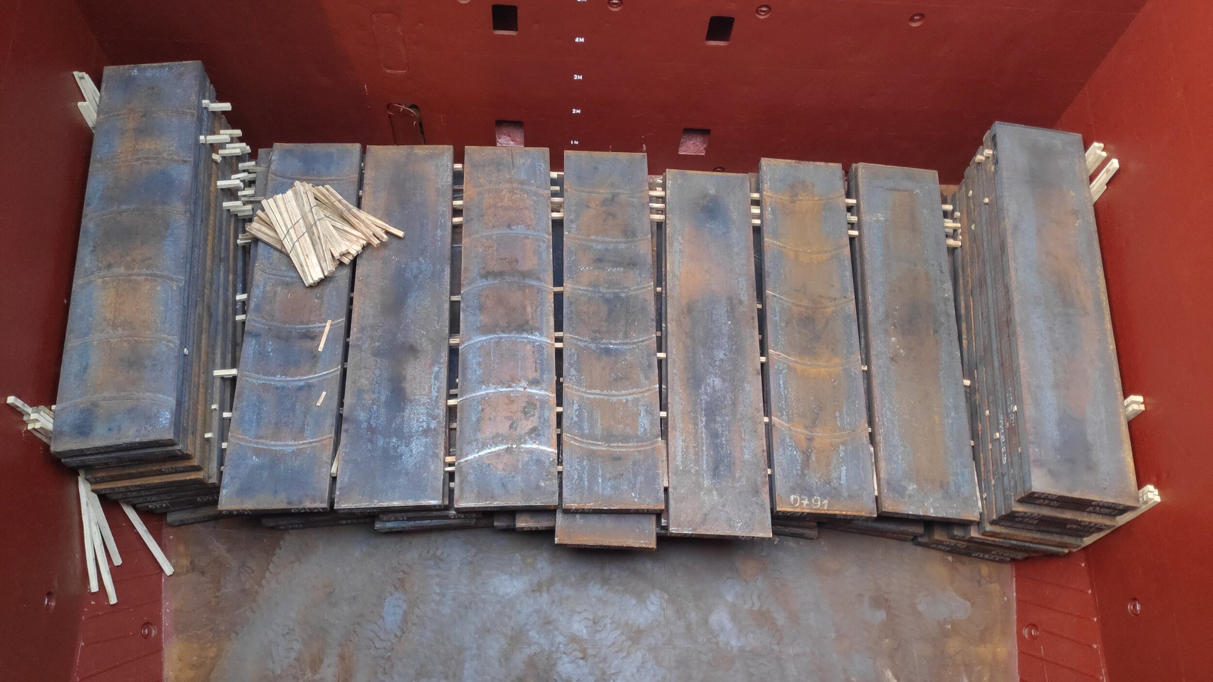 Steel slabs loaded in hold