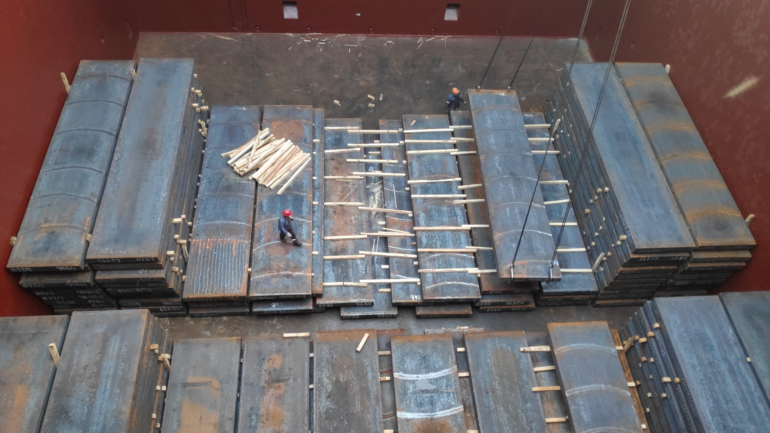 Steel slabs loaded in hold