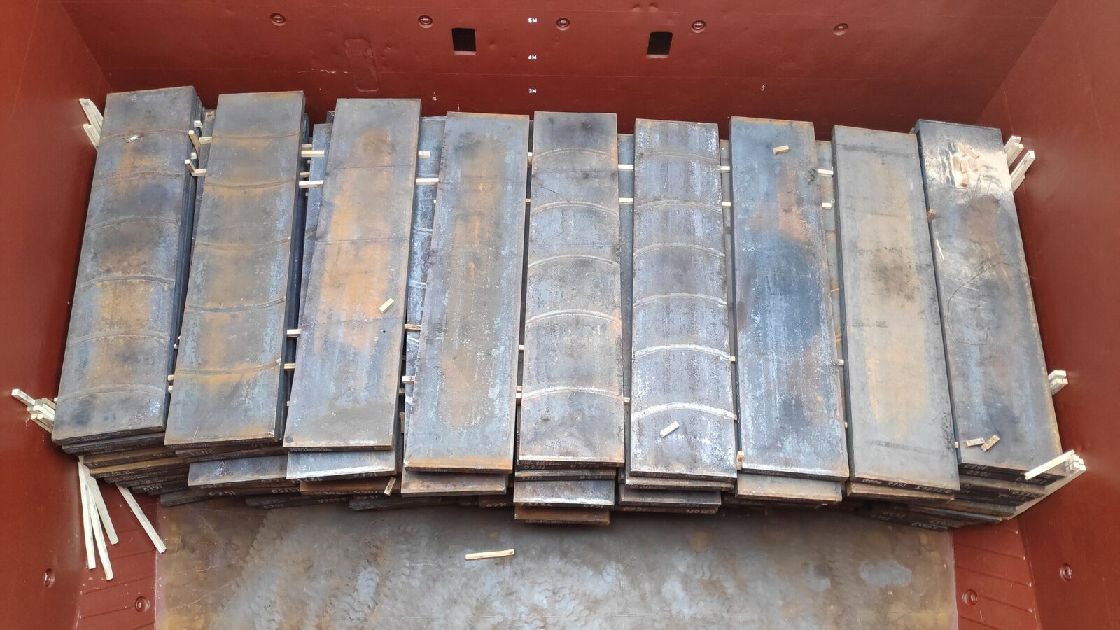 Steel slabs loaded in hold