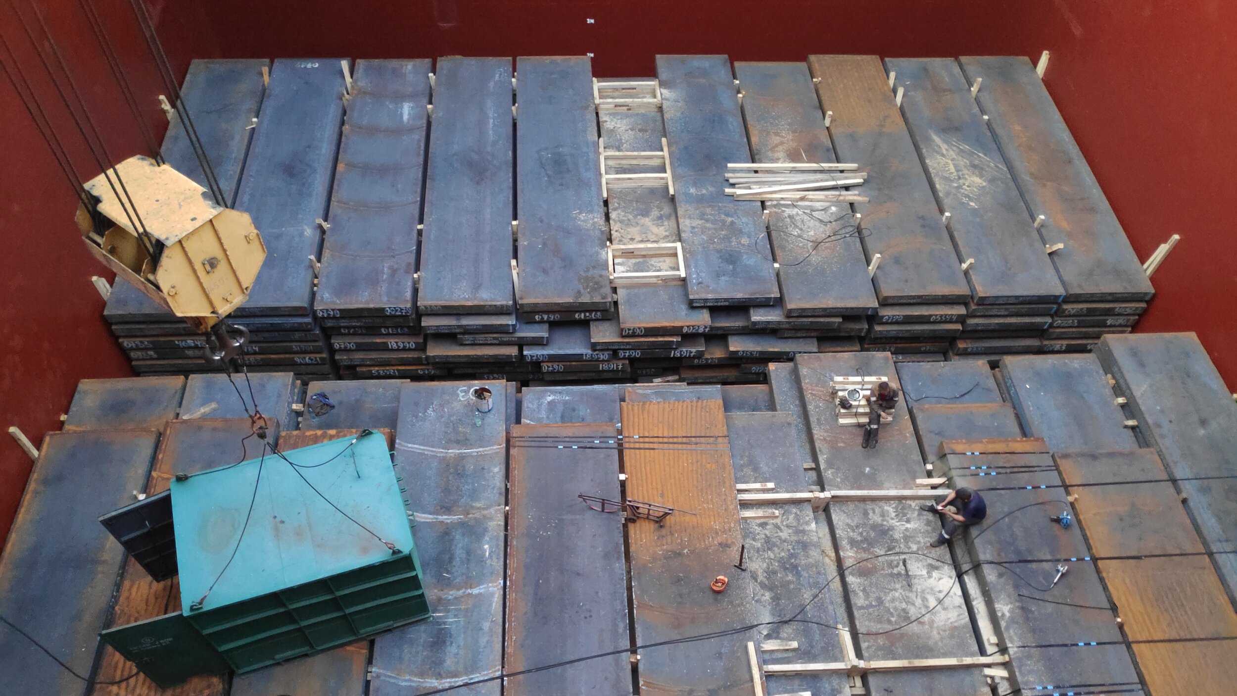 Steel slabs loaded in hold