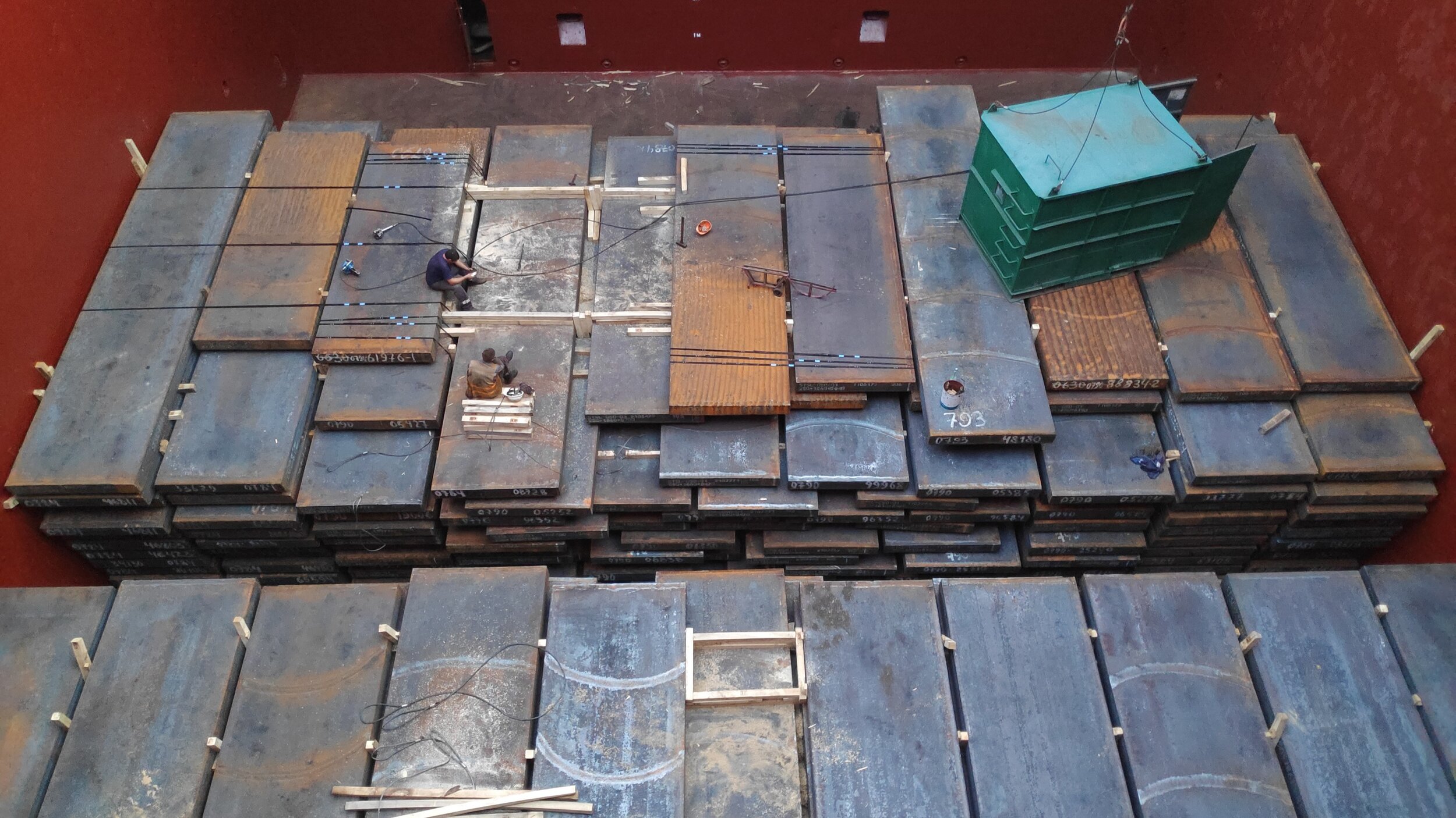 Steel slabs loaded in hold