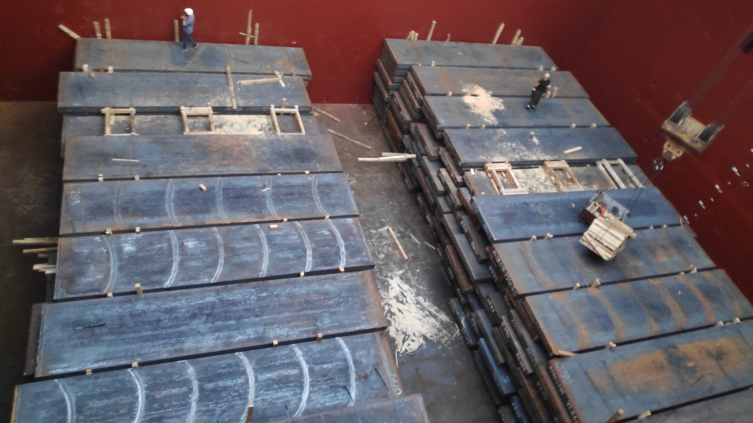 Steel slabs loaded in hold