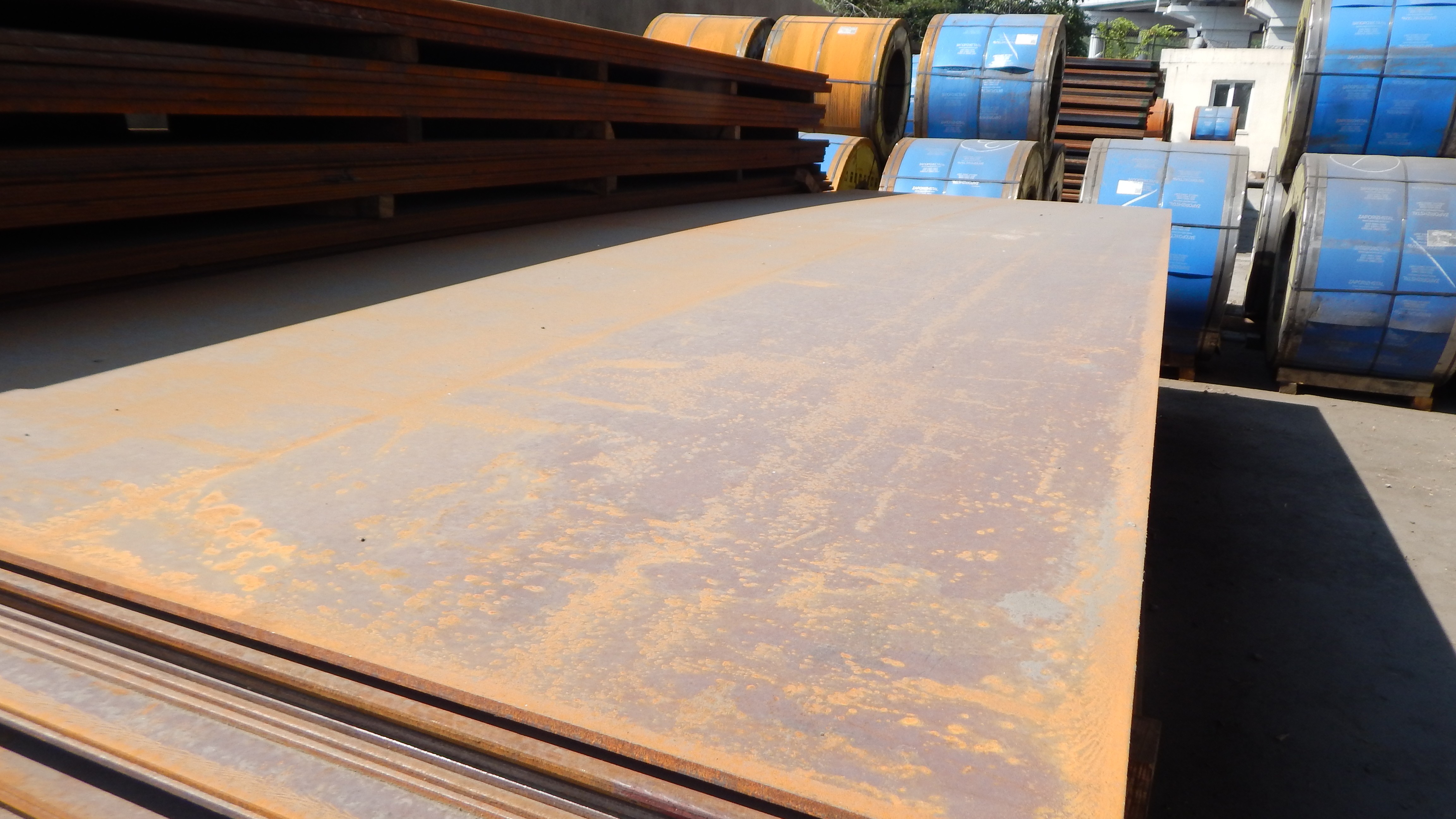 Hot rolled plates at open storage