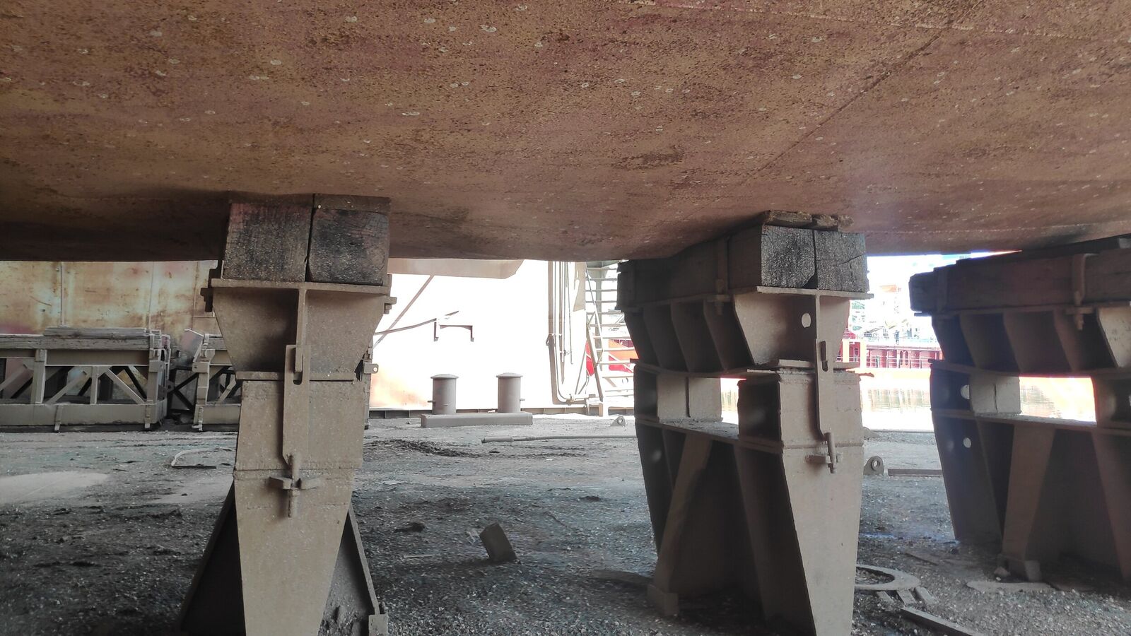 Inspection of vessel's hull at dry dock
