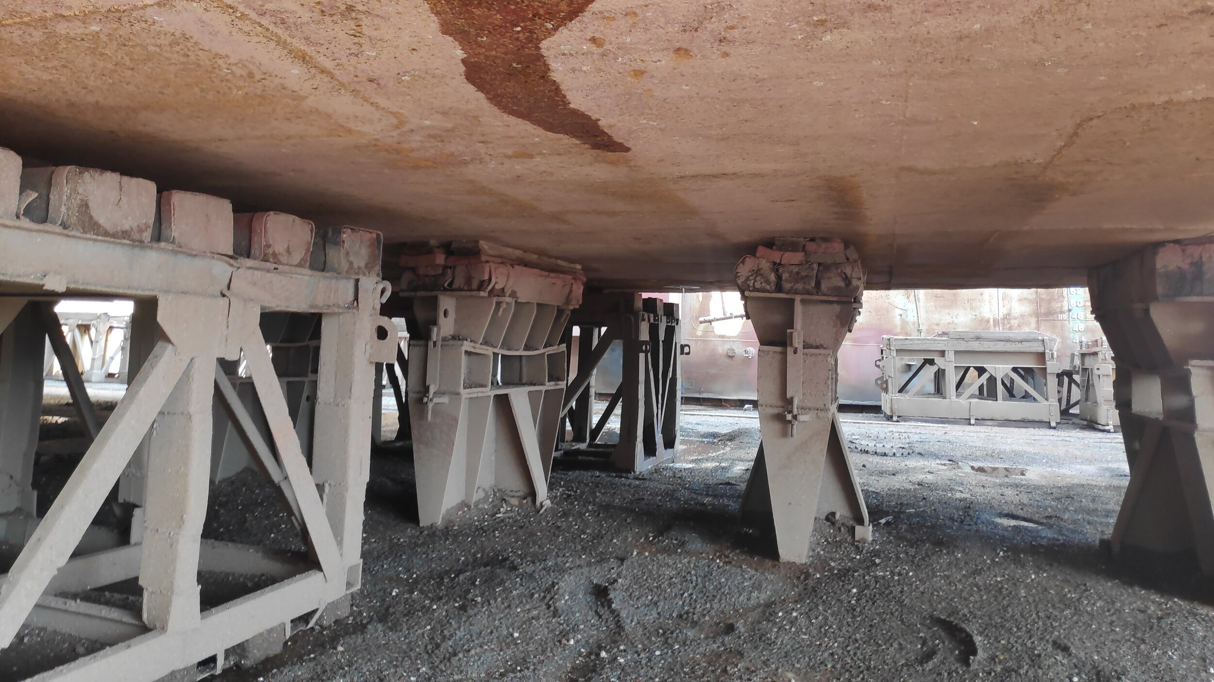 Inspection of vessel's hull at dry dock