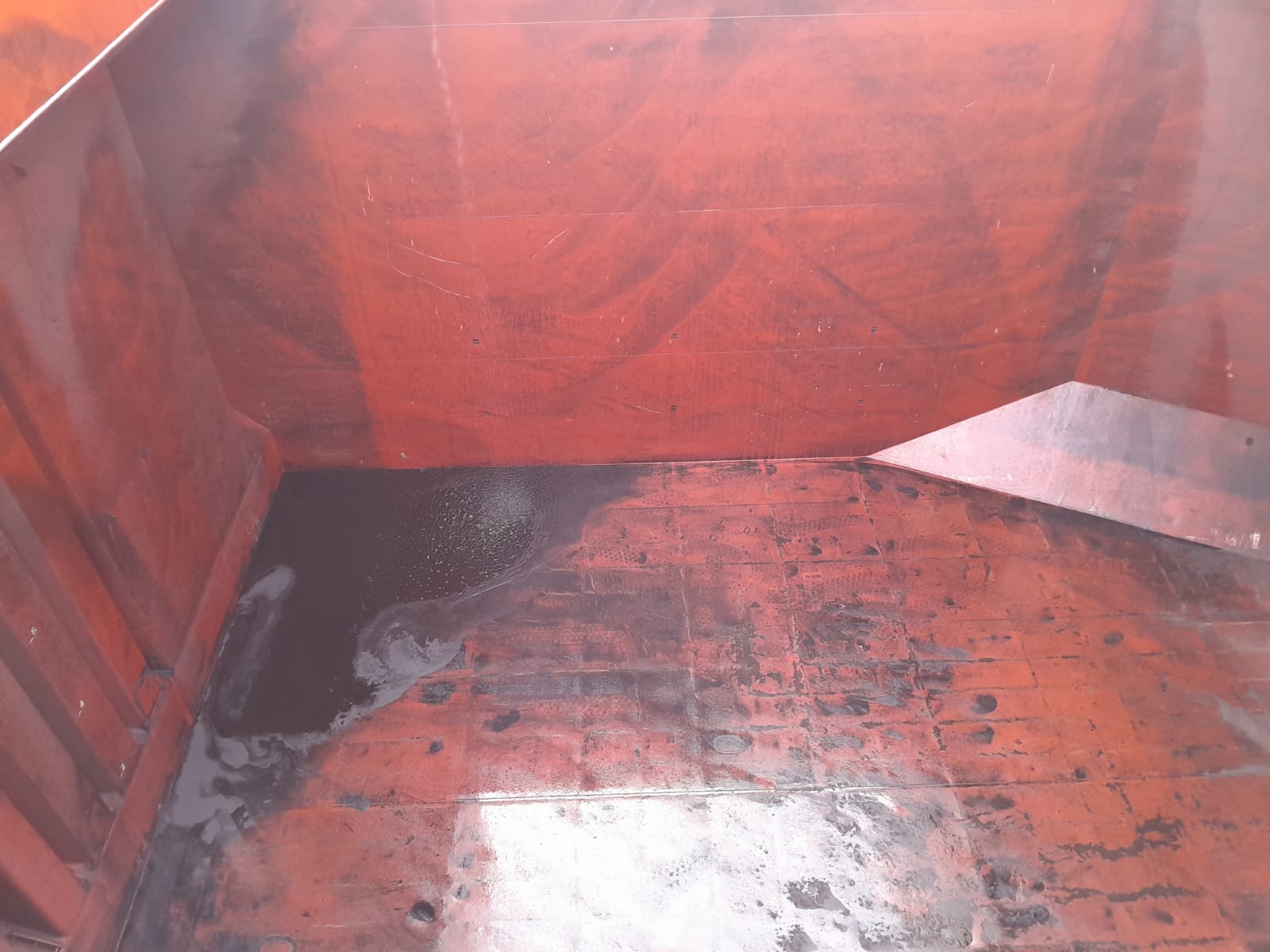 Cargo hold cleaning in progress