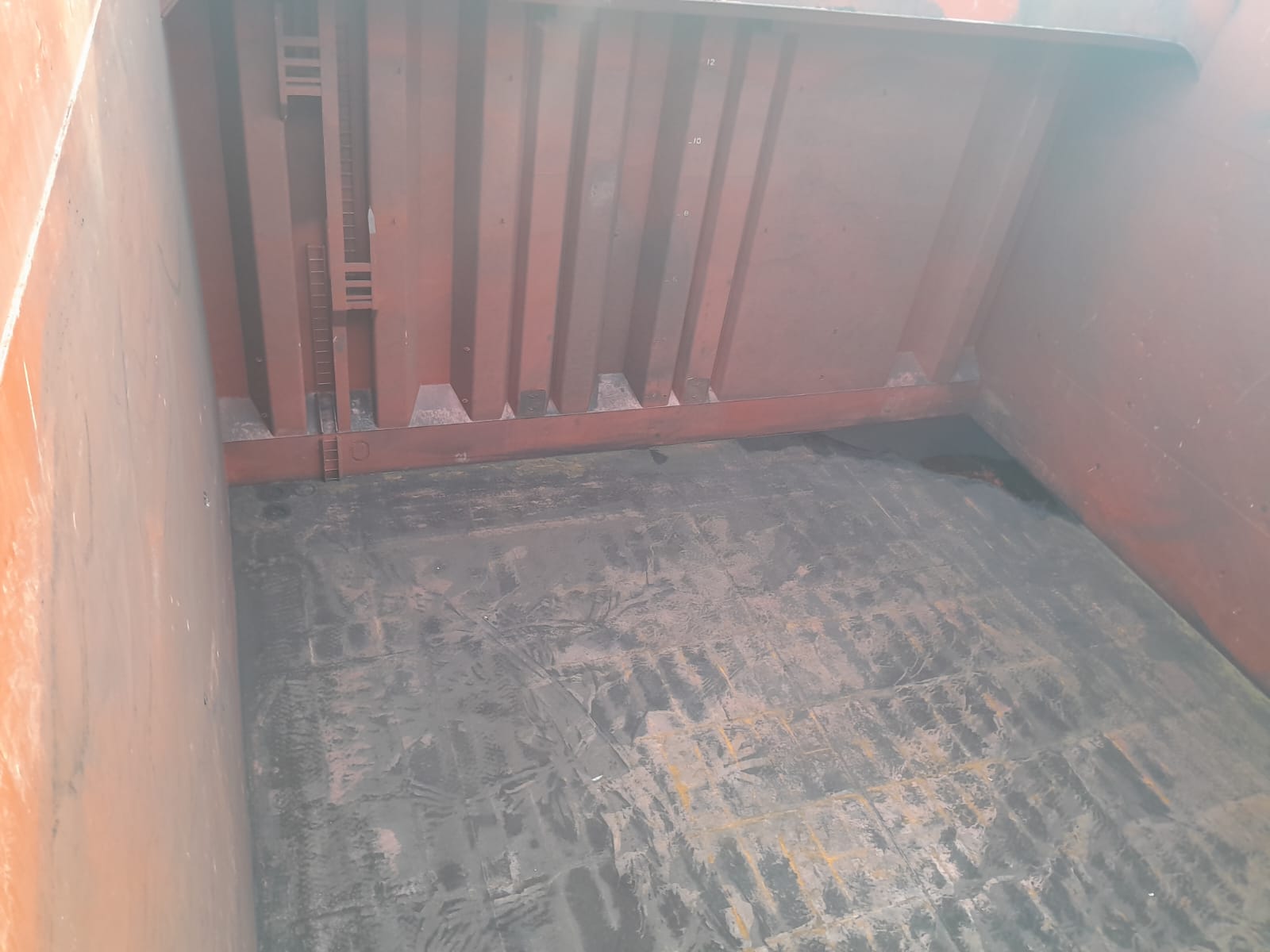 Cargo hold cleaning in progress