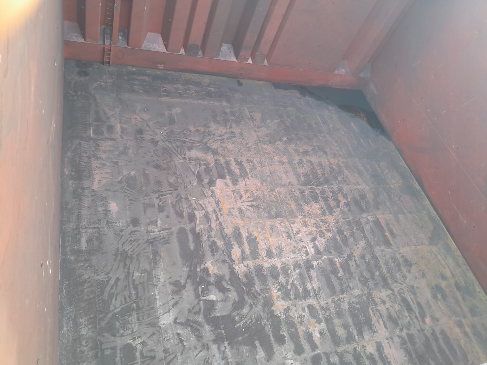Cargo hold cleaning in progress