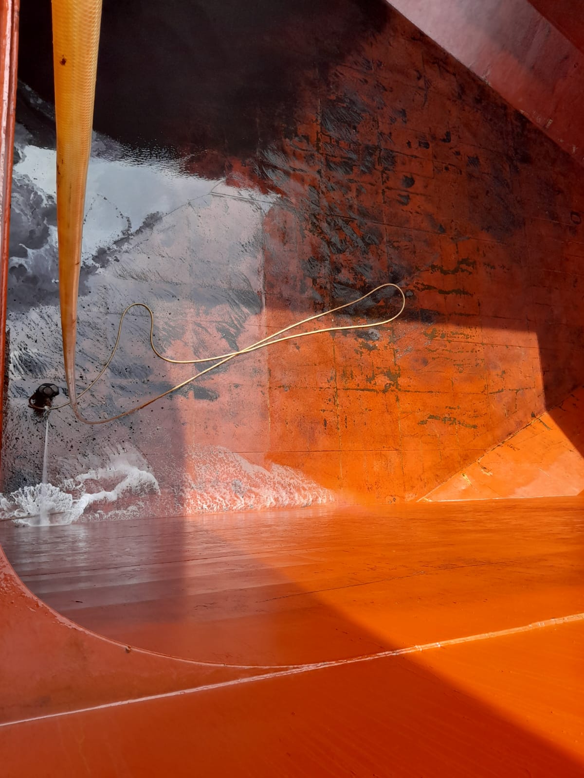Cargo hold cleaning in progress