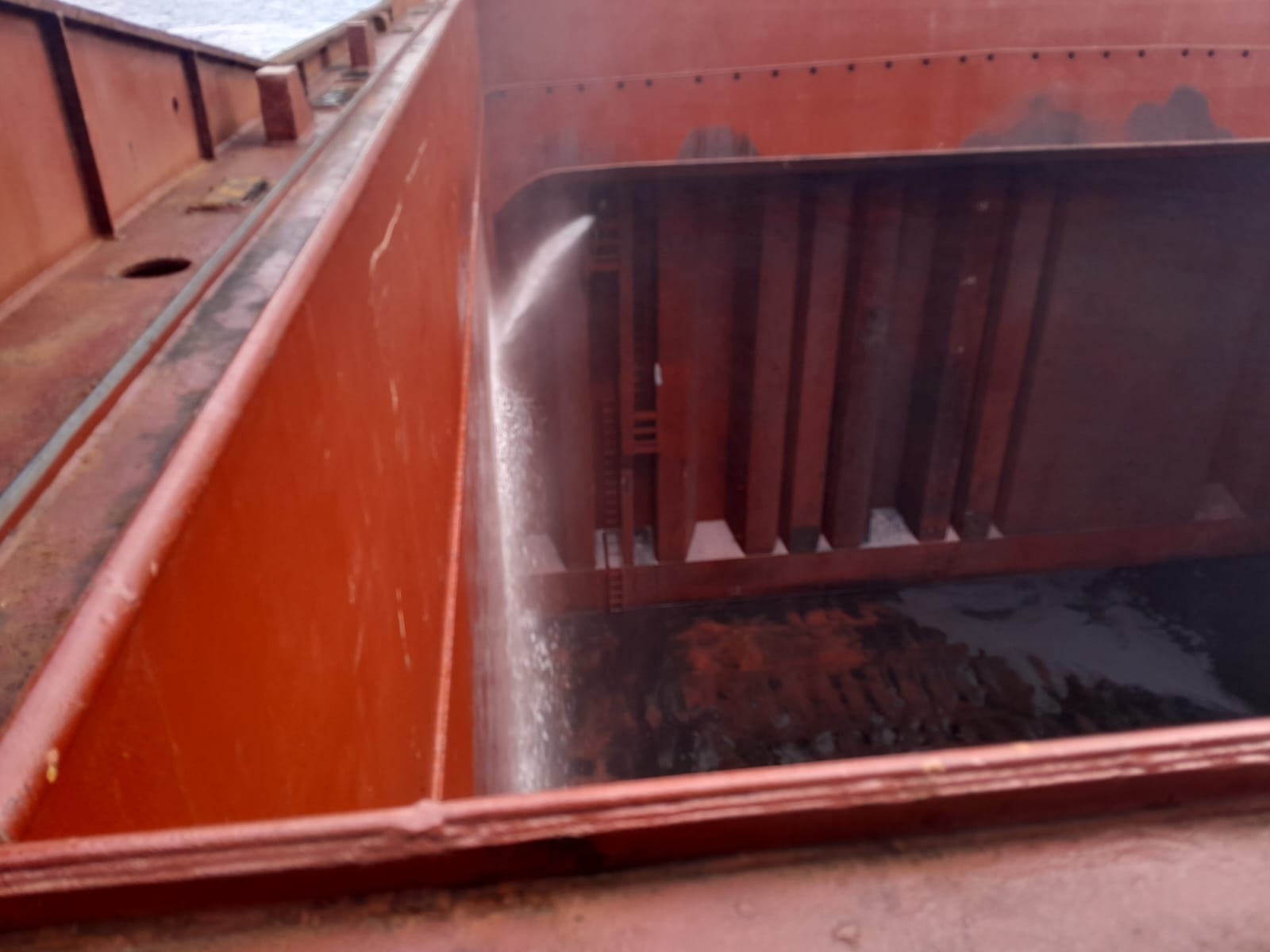 Cargo hold cleaning in progress
