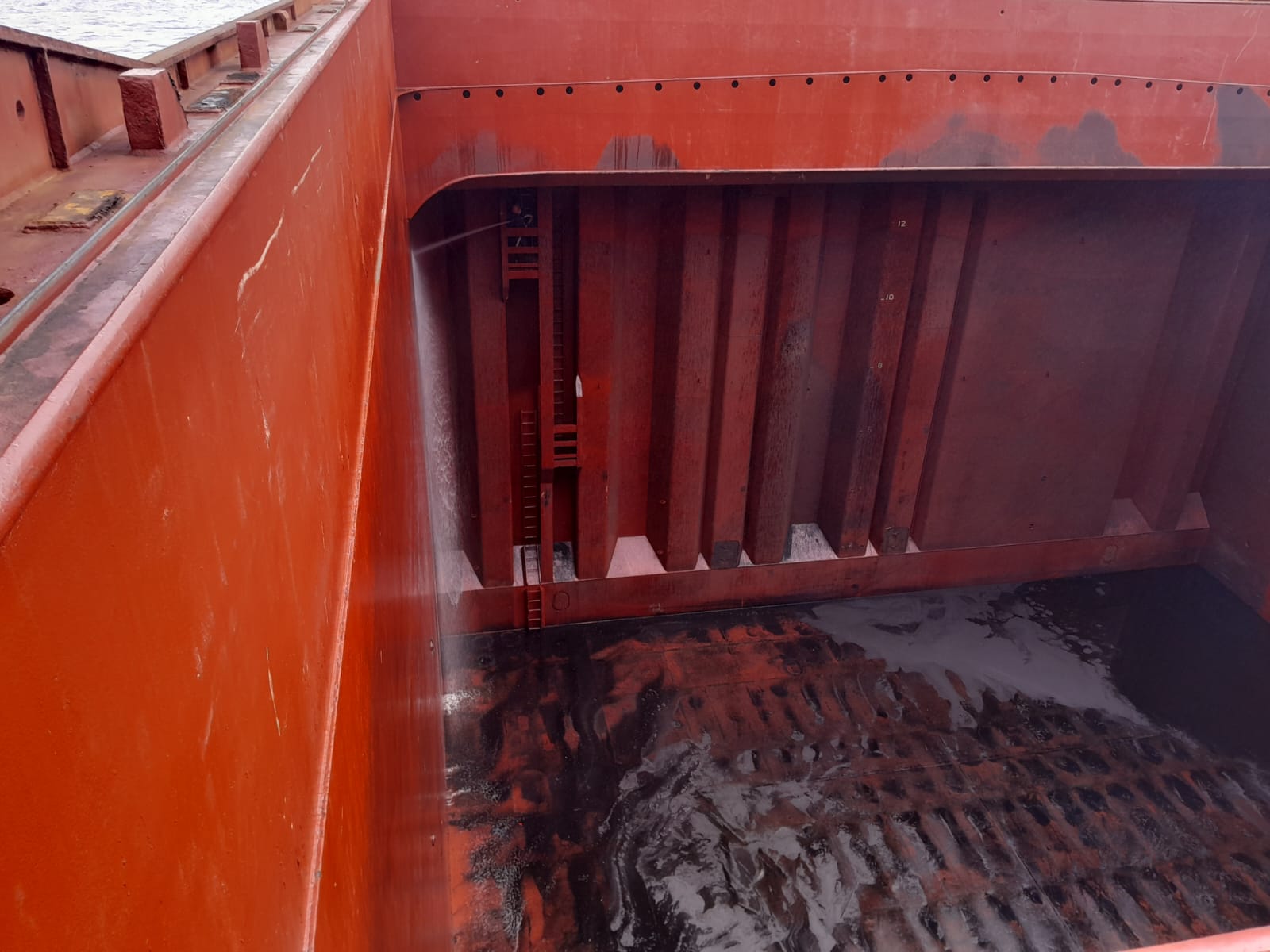 Cargo hold cleaning in progress