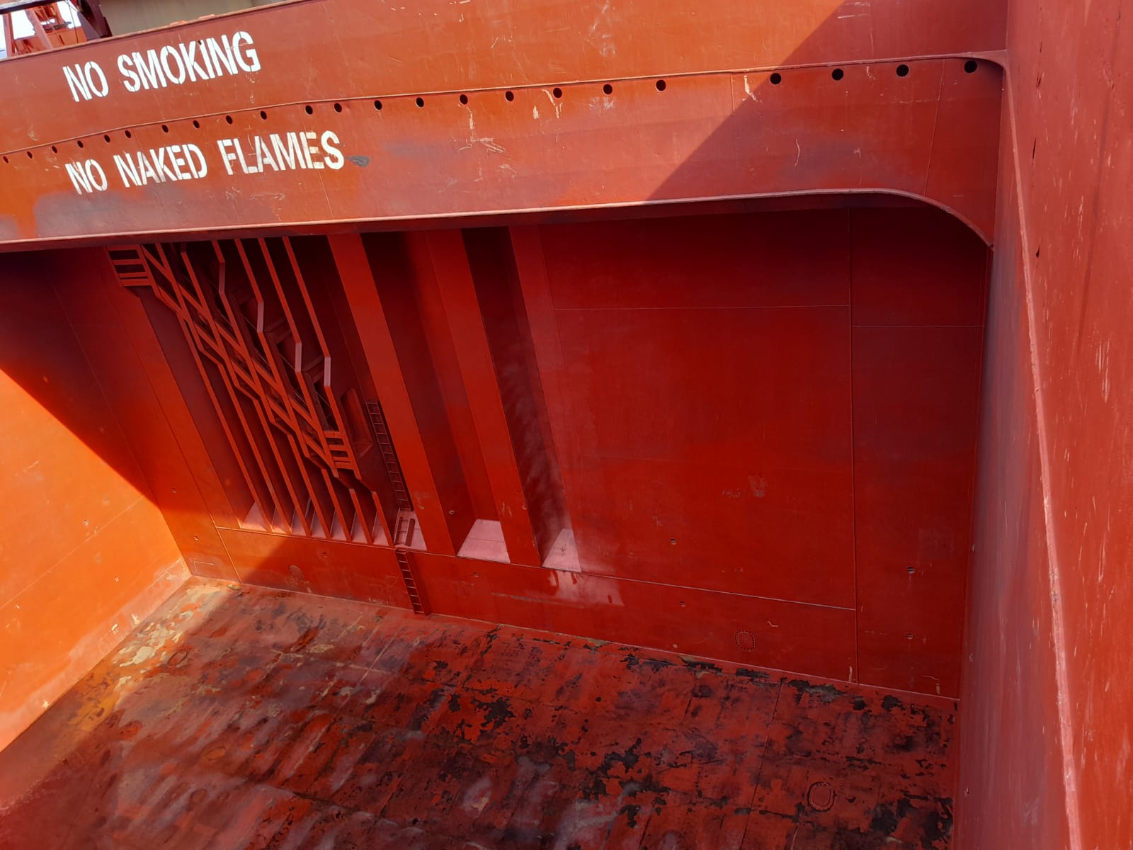 Cargo hold cleaning in progress