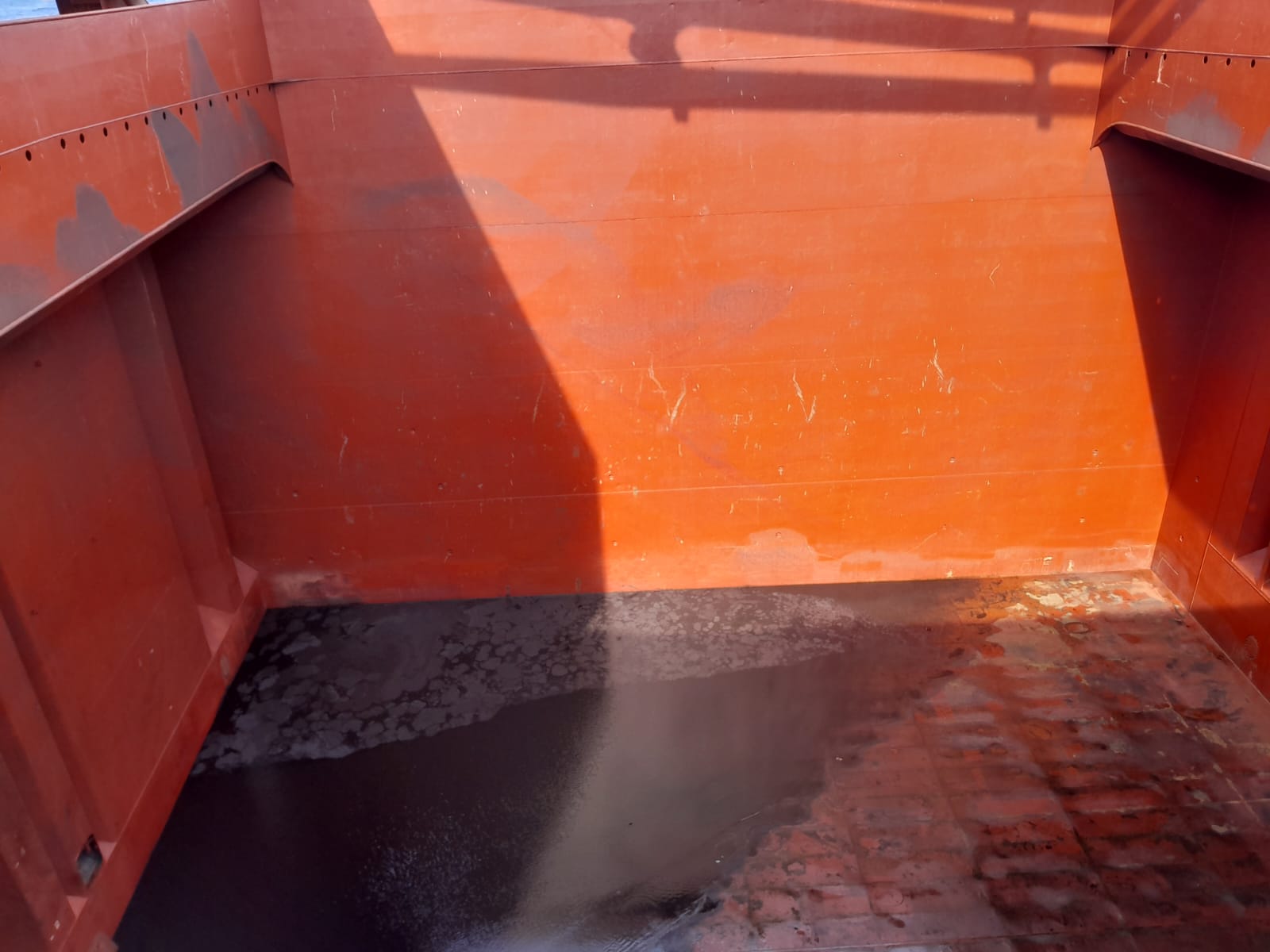 Cargo hold cleaning in progress