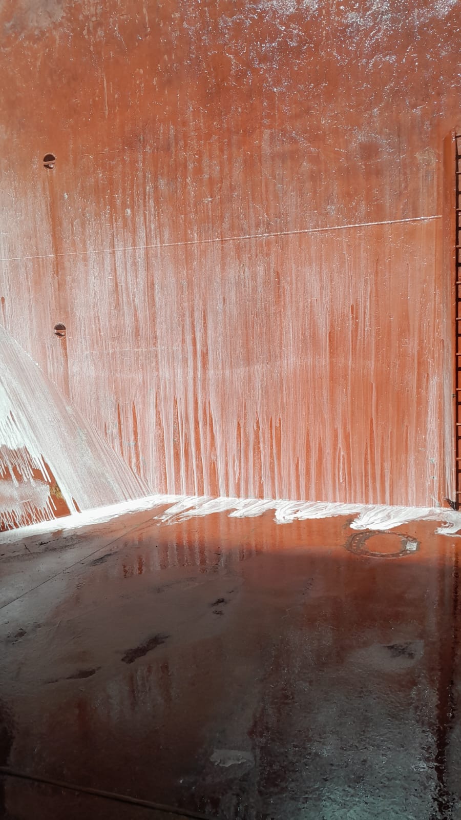 Cargo hold cleaning in progress