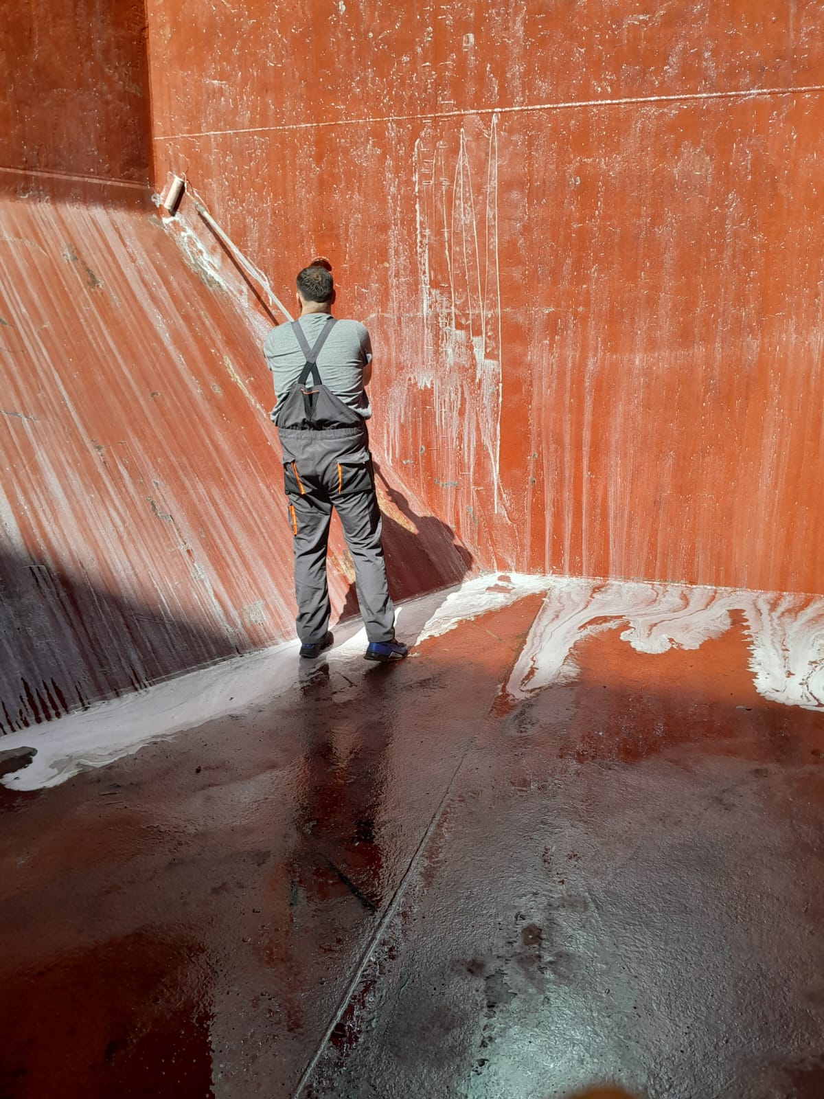 Cargo hold cleaning in progress