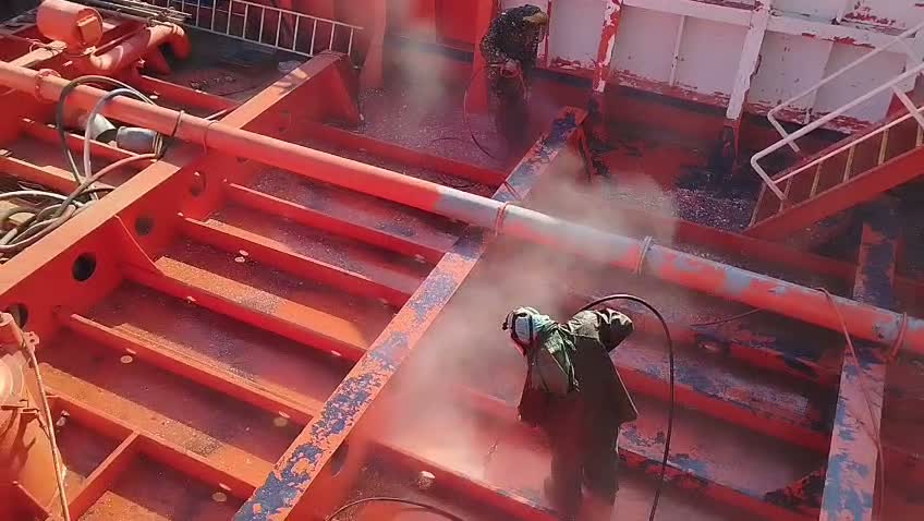 Cleaning of the vessel main deck
