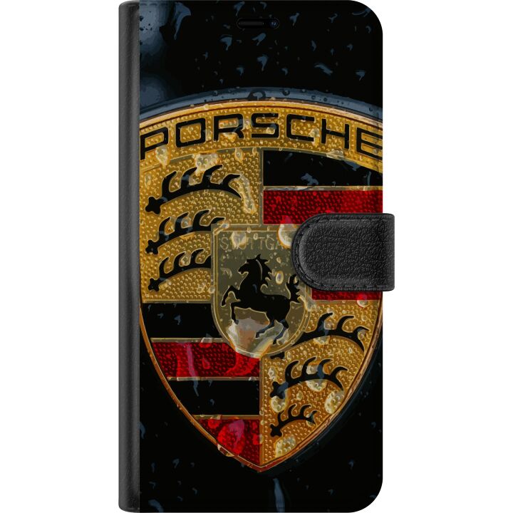 Kompatibelt Plånboksfodral till Samsung Galaxy A56 Porsche emblem affisch lyxbil emblem sportbil logotyp Stuttgart klassisk retro design bilvarumärke