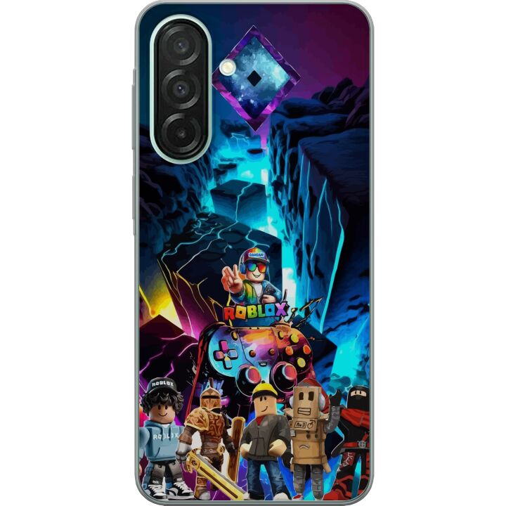 Kompatibelt Mobilskal till Samsung Galaxy A26 Roblox futuristisk neonvärld med spelkontroller, karaktärer och ljuseffekter - perfekt för alla spelent