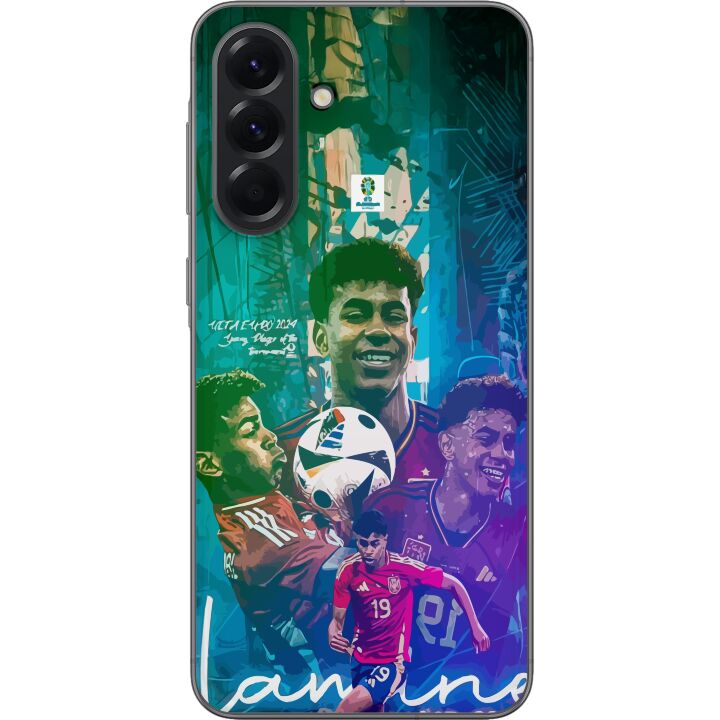 Kompatibelt Mobilskal till Samsung Galaxy A56 Lamine Yamal fotbollsmotiv med Barcelona och Spanieninspiration i färgstark stil