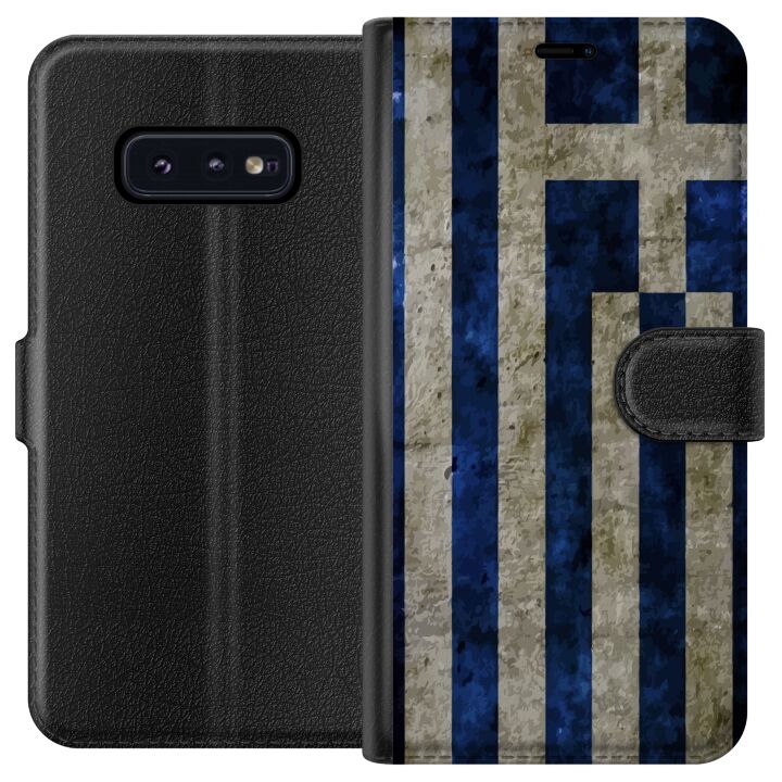 Kompatibelt Plånboksfodral till Samsung Galaxy S10e Grekland Flagga Konst med blå och vit vintage mönster för de som älskar Grekland och klassisk des