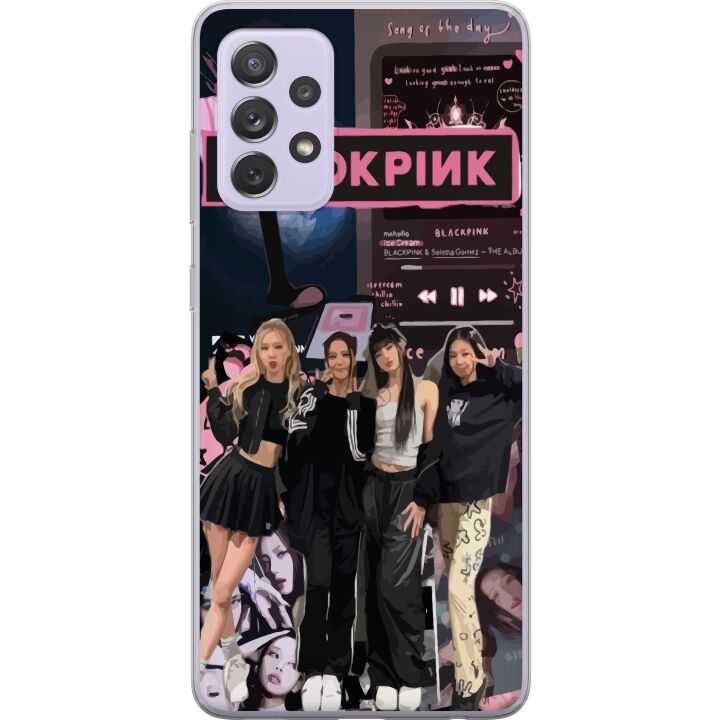 Kompatibelt Mobilskal till Samsung Galaxy A52s 5G BLACKPINK kollage med musikspelare modeestetik rosa svart K-pop design