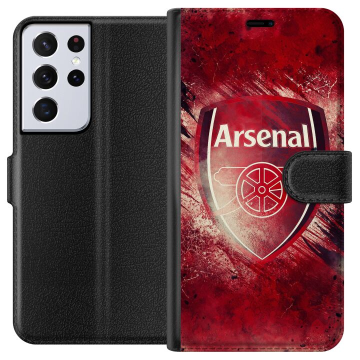 Kompatibelt Plånboksfodral till Samsung Galaxy S21 Ultra 5G Arsenal Football