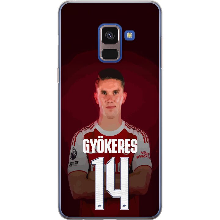 Kompatibelt Mobilskal till Samsung Galaxy A8 (2018) Arsenal 14 Viktor Gyökeres Fotbollsinspirerad design med Gyökeres i röd matchtröja nummer 14