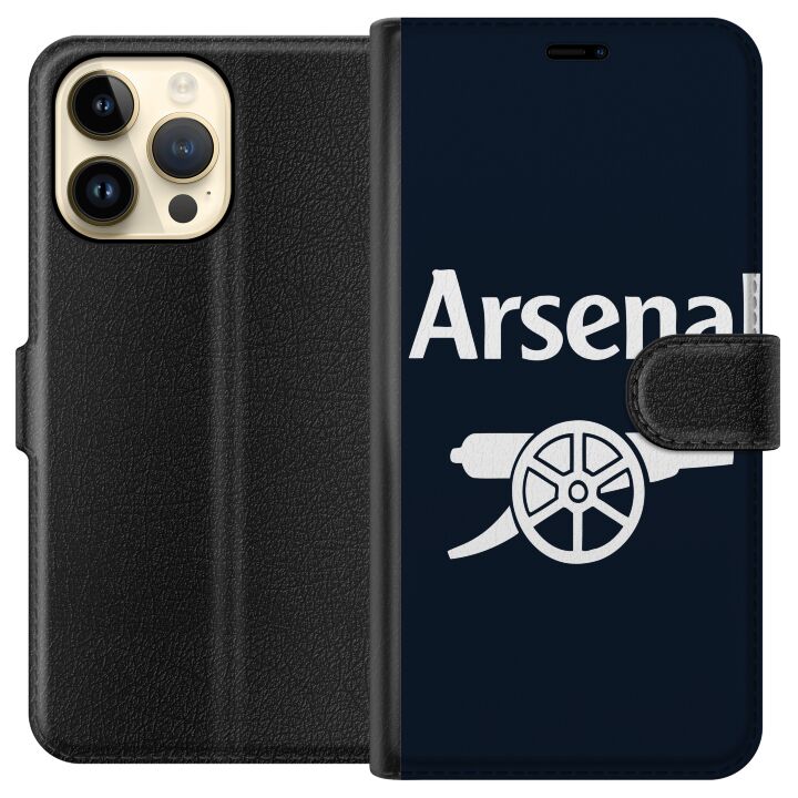 Kompatibelt Plånboksfodral till Apple iPhone 14 Pro Max Arsenal logga i mörkblått vitt klassiskt fotbollsmotiv för Premier League fans