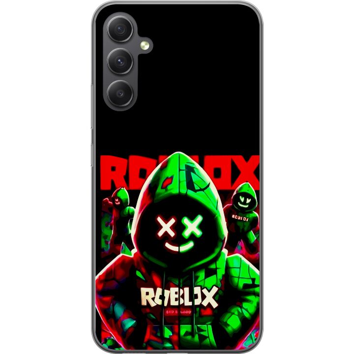 Kompatibelt Mobilskal till Samsung Galaxy A25 Roblox Shadow Squad Design mörk neoninspirerad stil med gröna och röda kontraster för en cool intensiv