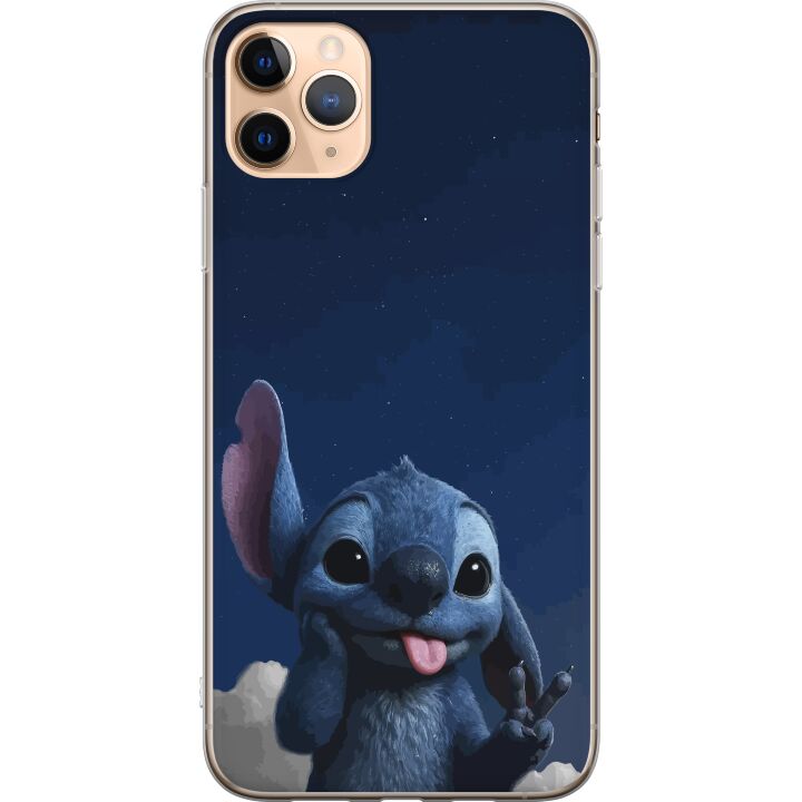 Kompatibelt Mobildeksel til Apple iPhone 11 Pro Max Stitch Disney blå alien Lilo og Stitch kawaii karakter natt himmel stjernehimmel søt tegneserieku