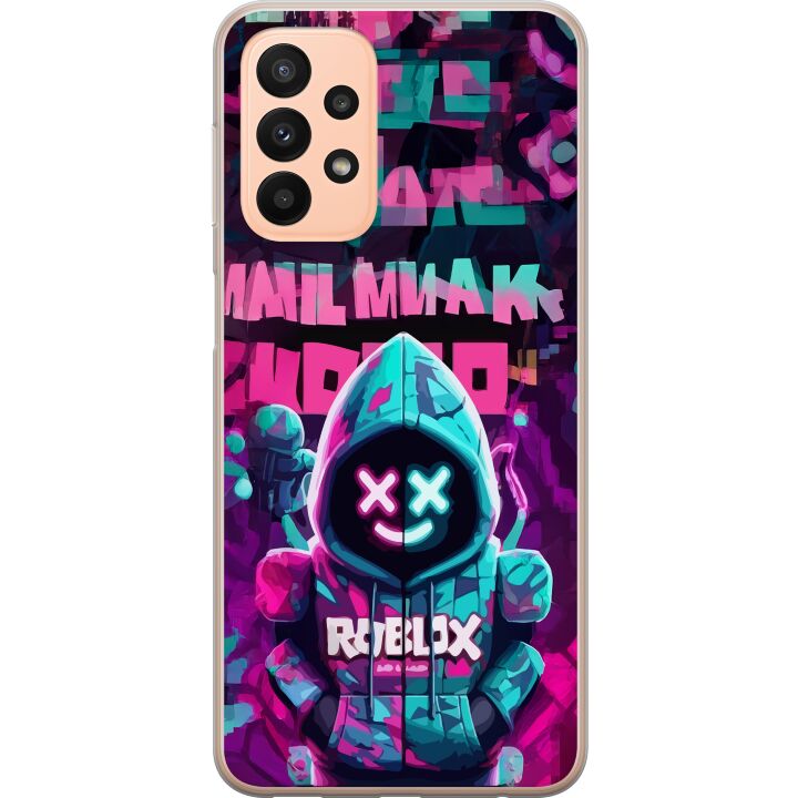 Kompatibelt Mobilskal till Samsung Galaxy A23 5G Neon Gamer snyggt speltema med huva, neonljus och futuristisk gamingstil