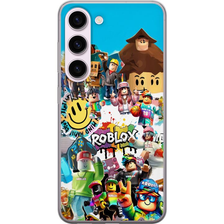 Kompatibelt Mobilskal till Samsung Galaxy S23 Roblox Party färgglatt motiv med spelkaraktärer och gamingenergi för alla fans