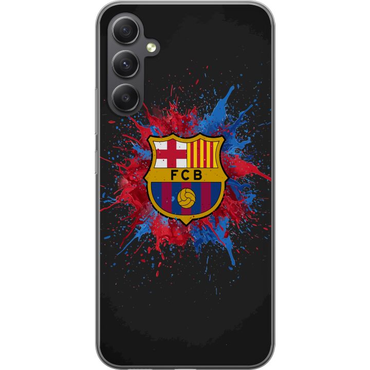 Kompatibelt Mobilskal till Samsung Galaxy A16 5G Barcelona Splash Art med FC Barcelonas emblem i blått och rött perfekt för fotbollsfans