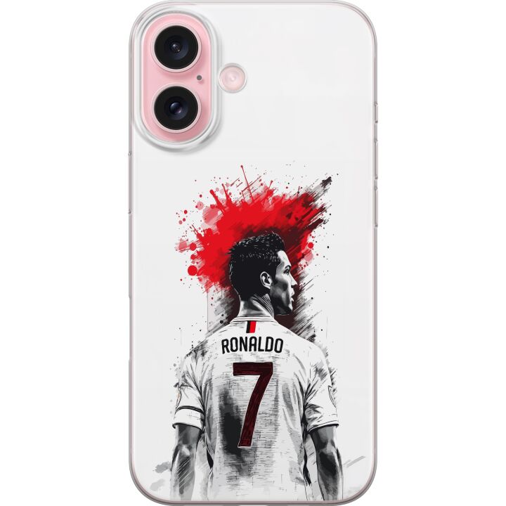 Kompatibelt Mobilskal till Apple iPhone 16 Ronaldo Red Energy motivation med Cristiano Ronaldo i röd och vit stiliserad design med en kraftfull känsl