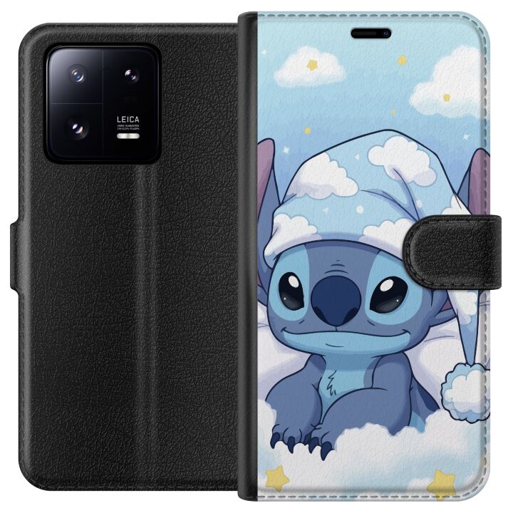 Kompatibelt Lommeboketui til Xiaomi 13 Pro Stitch god natt skyer sovende søte sengetøy kawaii koselig blått karakter myk estetisk plakat